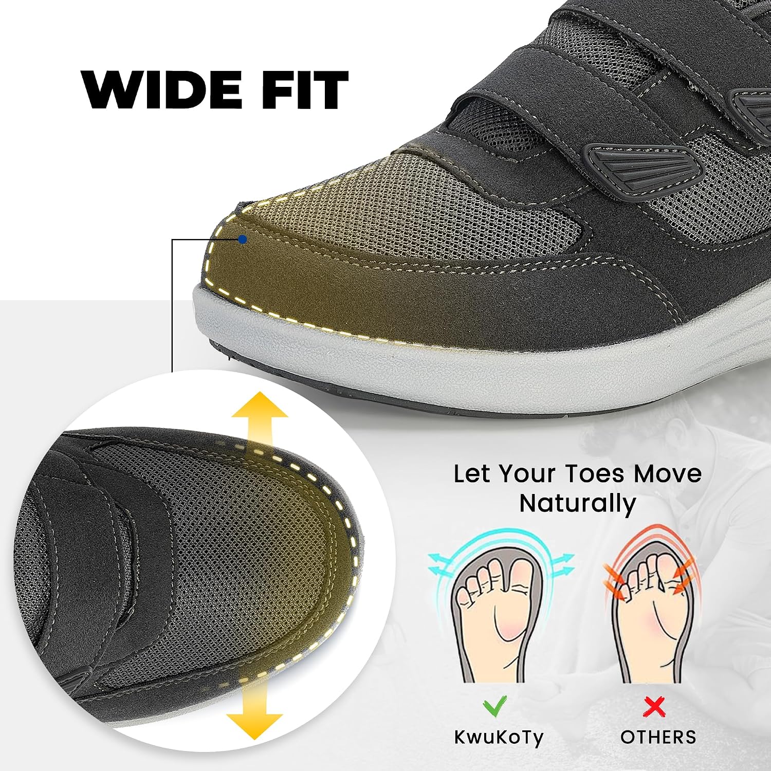 Detalle de KWUKOTY Diabetiker Schuhe Herren Verstellbar 40-47