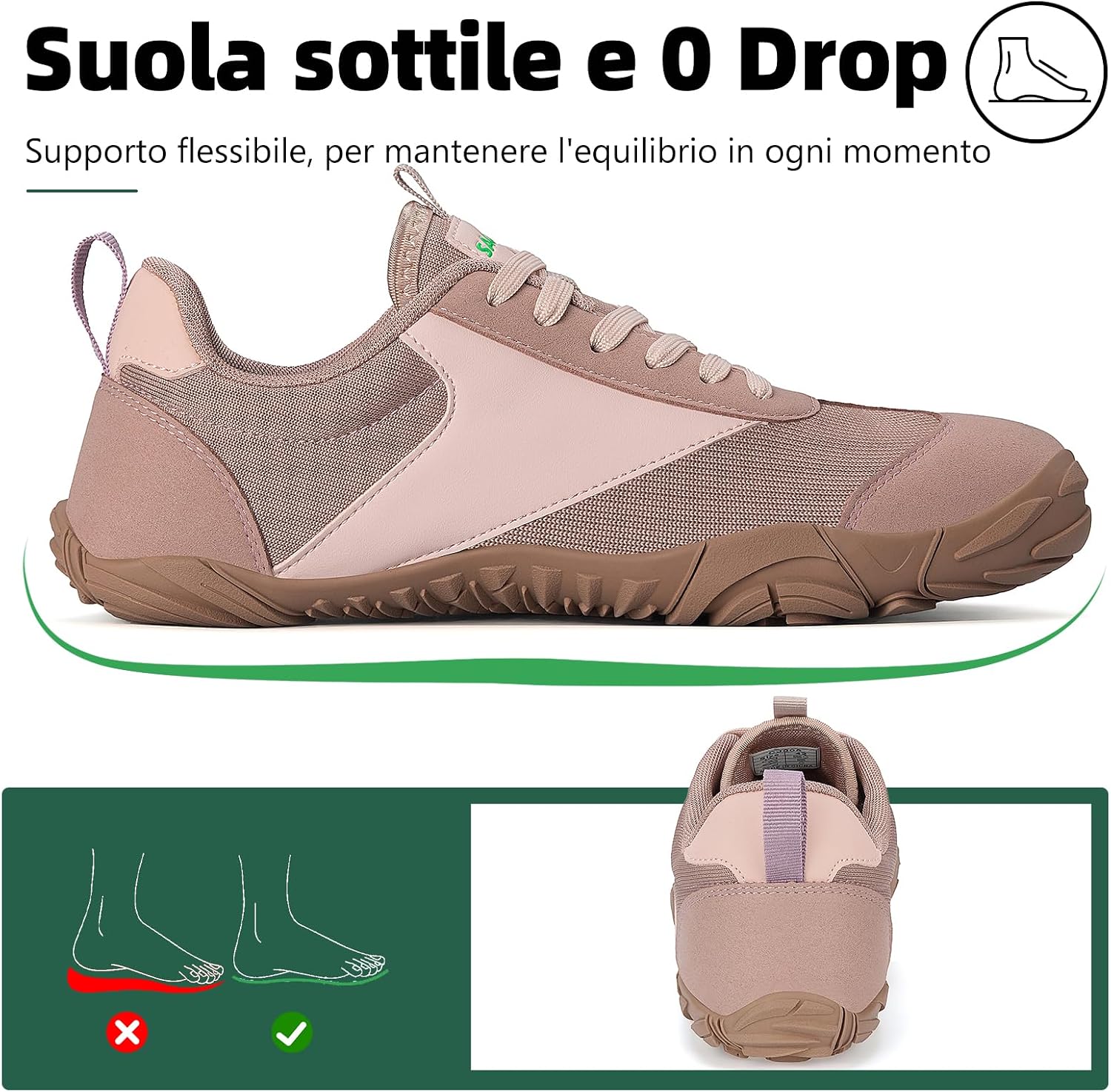 Detalle 2 de SAGUARO Barefoot Shoes Unisex Sneakers Piedi Nudi Minimaliste Traspiranti Leggera