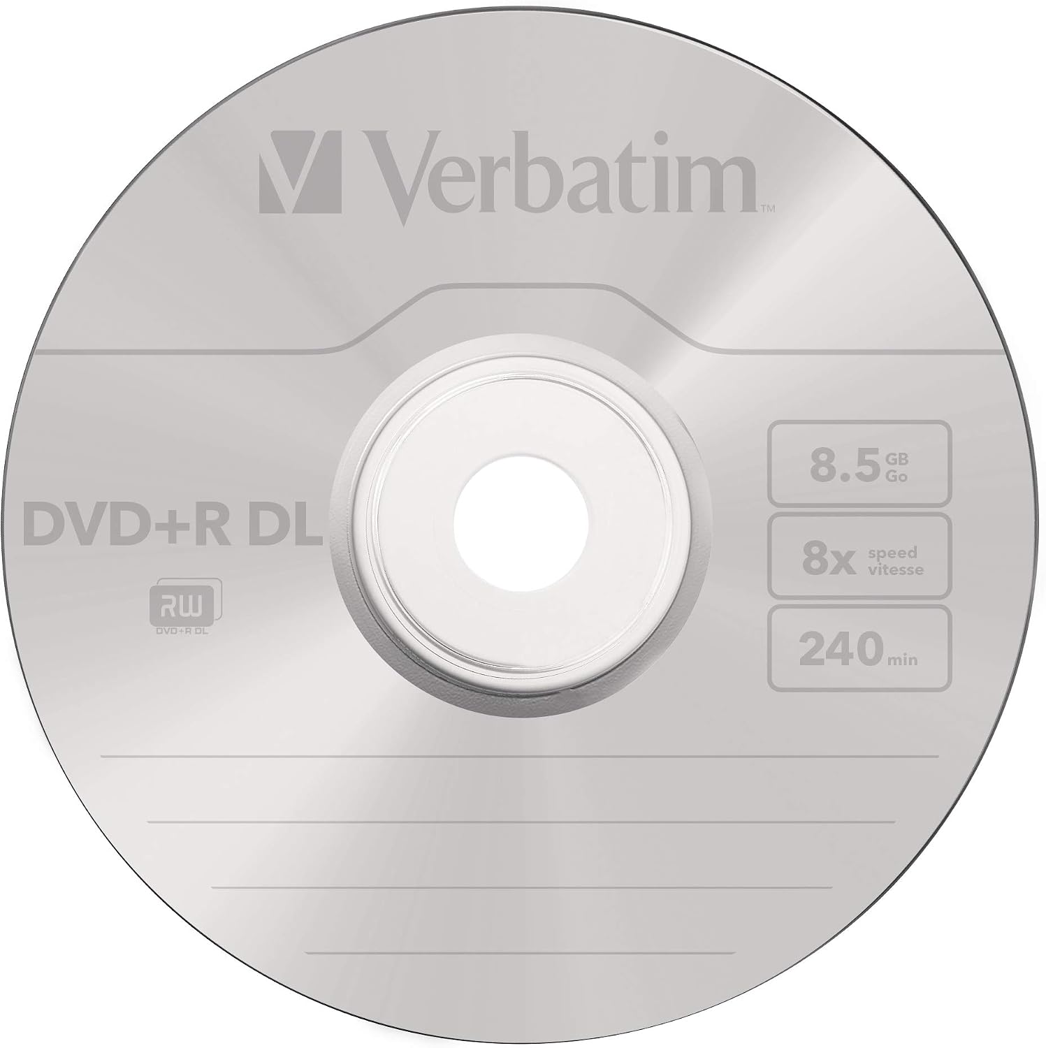 Detalle de Verbatim 43757 DVD+R DL 8x, matowe srebrne płyty do nagrywania, 25 szt.