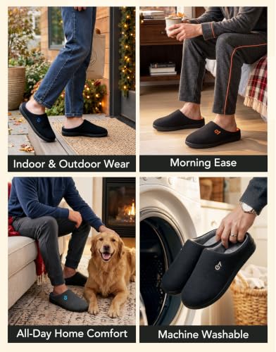 Thumbnail 6 de VeraCosy Men's Two-Tone Memory Foam Slippers, Dark Grey/Blue, UK 6/7