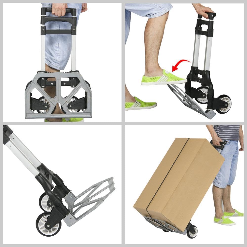 Detalle 2 de Yaheetech Heavy Duty Folding Sack Trolley in Aluminium (75kg load) – Black