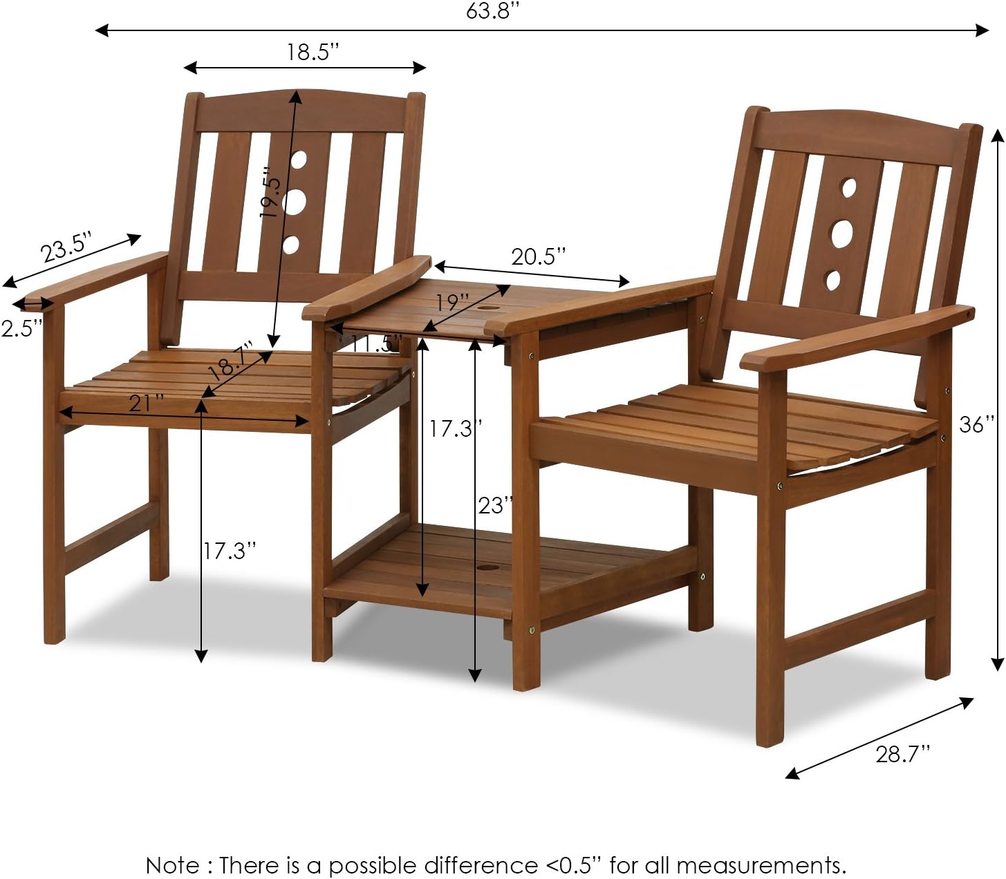 Detalle 2 de Furinno TIOMAN Outdoor Dining Set (Jack & Jill bistro set) for patio and garden