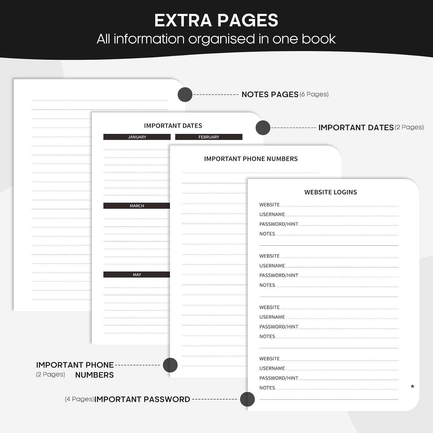 Detalle de Taja T003-AD-Black Address Book with A–Z Tabs, Large Print, Faux Leather