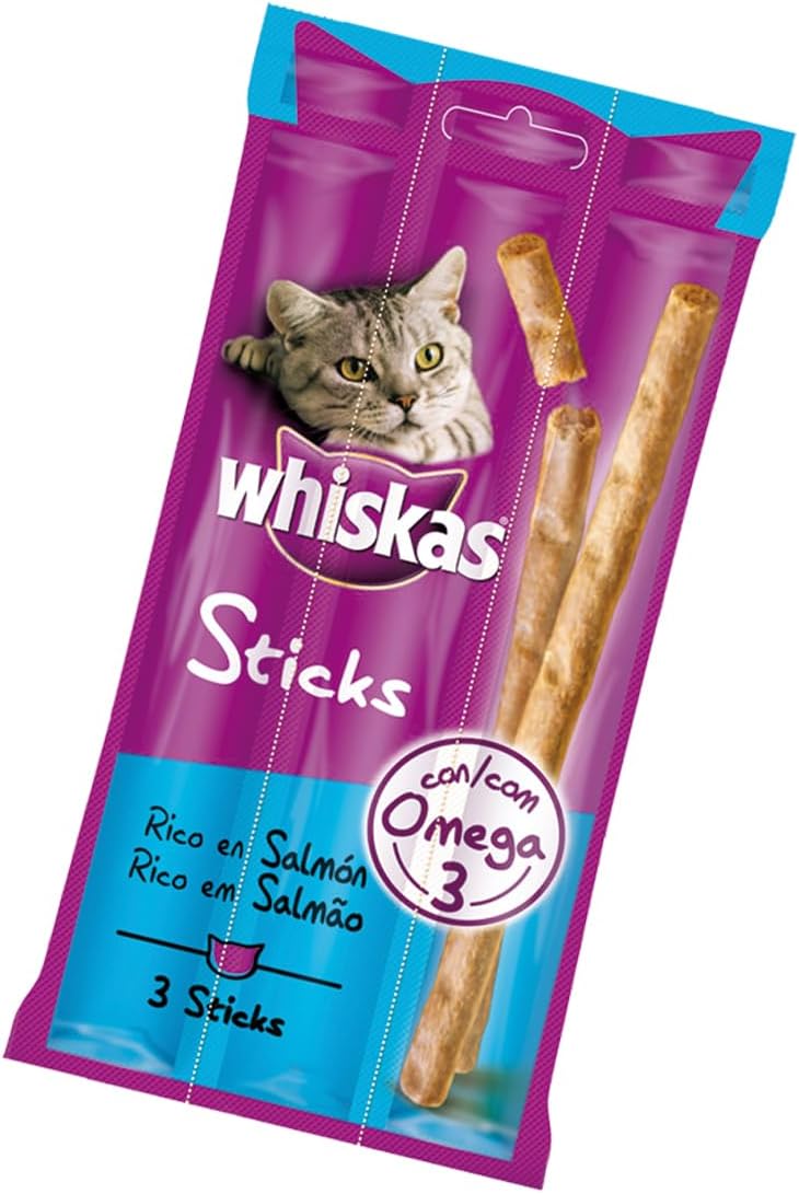 Detalle de Whiskas Sticks – Friandises pour chat adulte en bâtonnets, 90% poissons – 28 sachets de 3 bâtonnets
