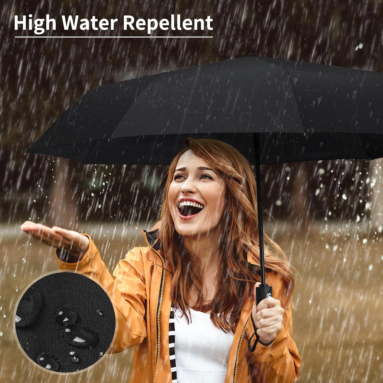 Detalle de Seniny Windproof Travel Umbrella: Auto Open/Close, UV Protection, Compact for On-the-Go