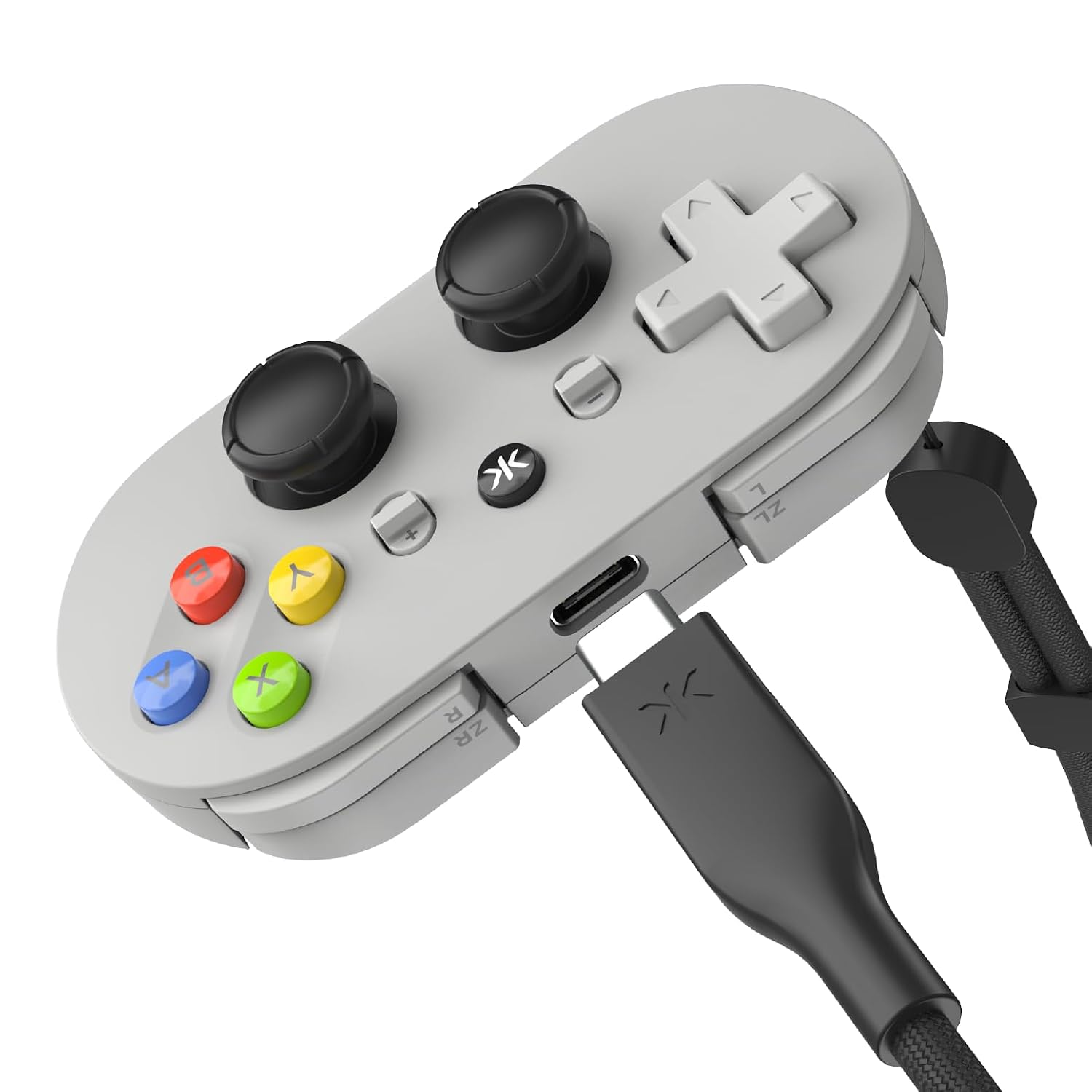 Detalle de CRKD ATOM+ Wireless Mini Controller, Pal Grey, TMR Sticks, USB-C