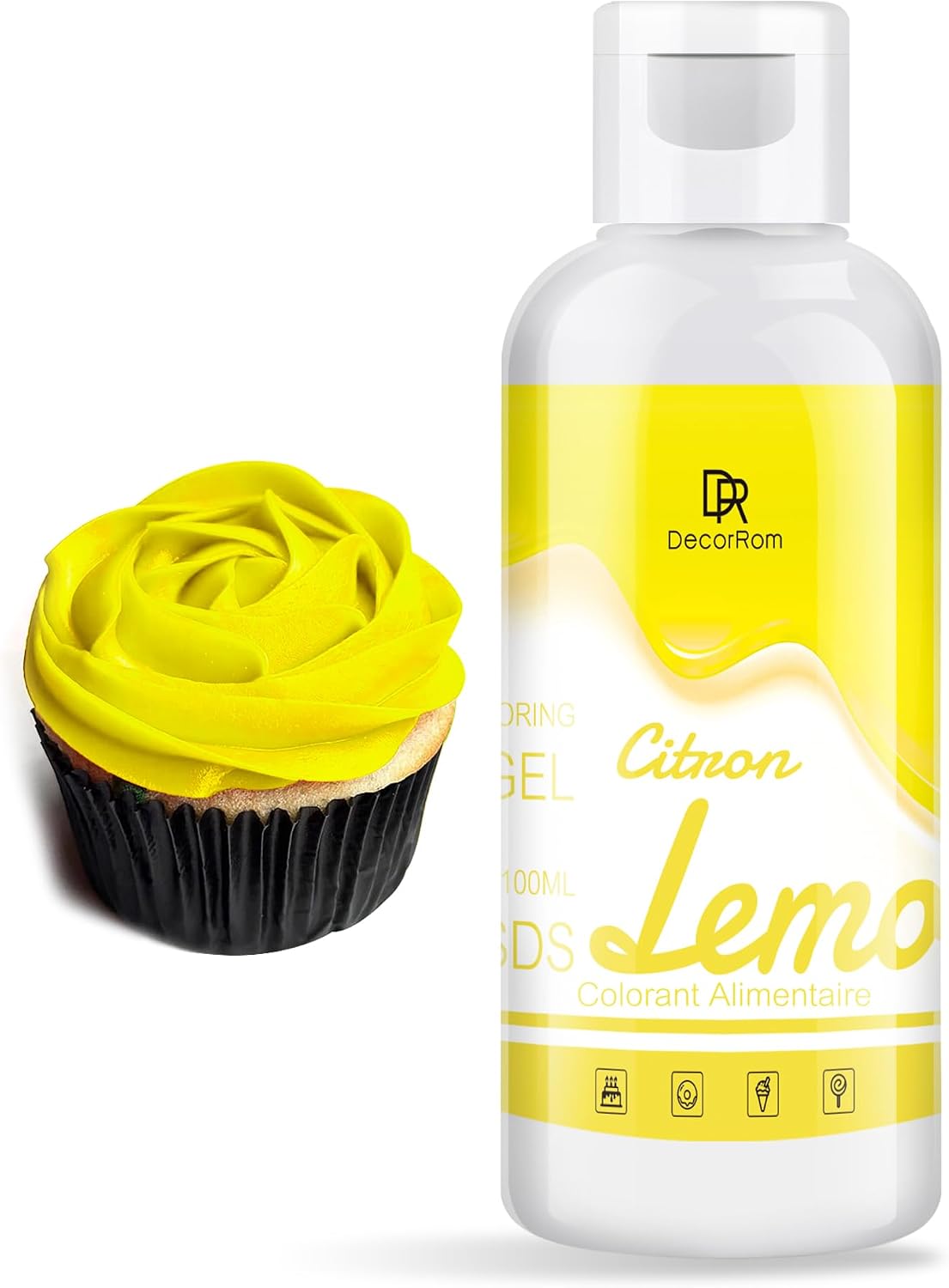 Detalle de DecorRom Lemon Gel Food Colouring, Concentrated for Baking and Cake Decorating