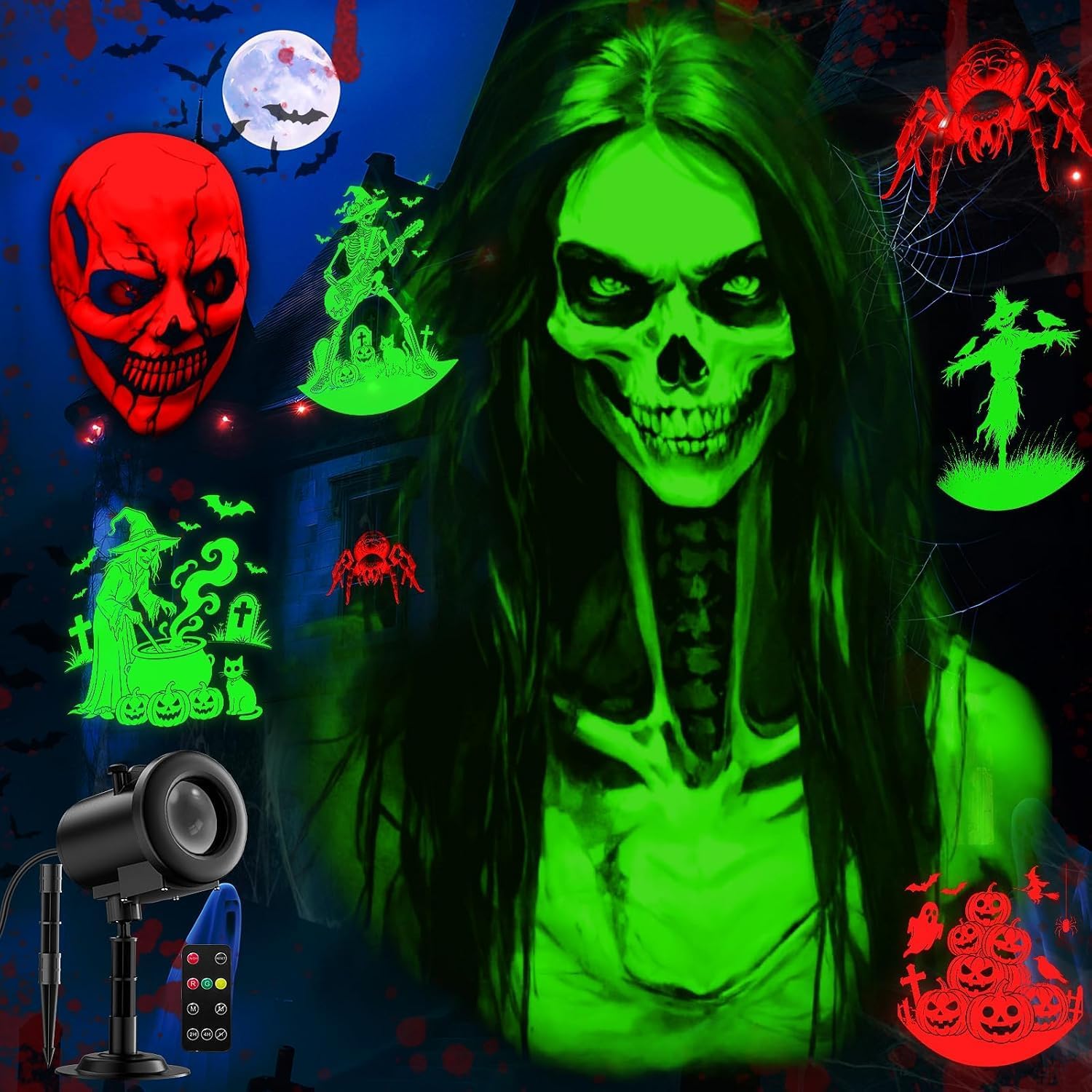 Thumbnail 6 de Halloween Projector Light with Skeleton Walking Dog Pattern