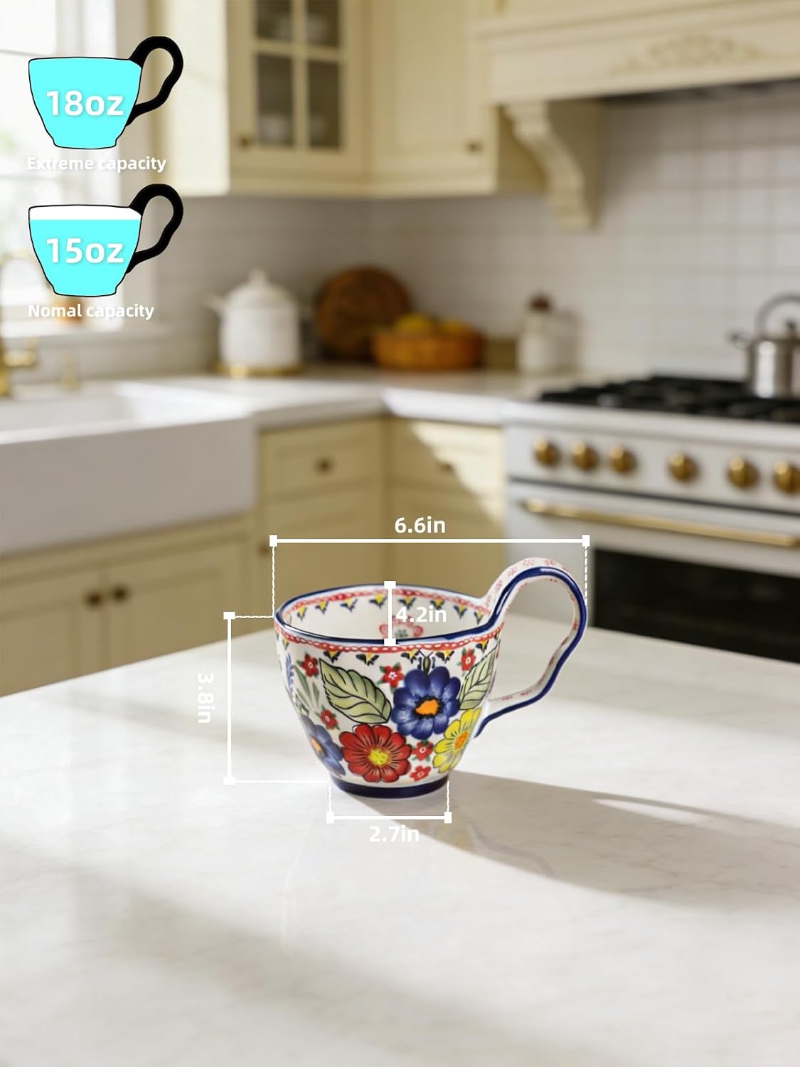 Detalle de Ceramic Soup Mug Bowl, 18 oz