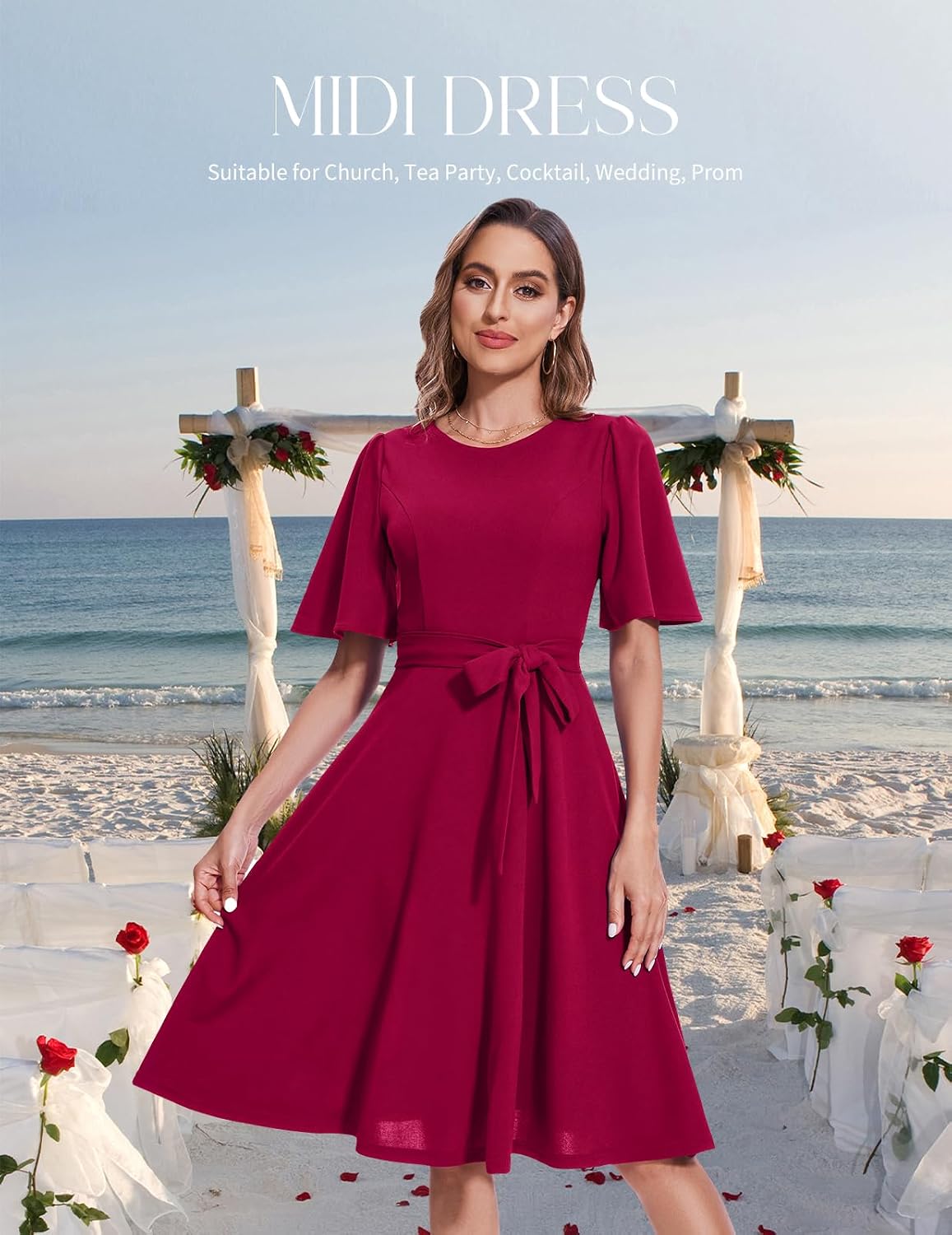 Detalle de Bbonlinedress Cocktailkleid Damen Midilang