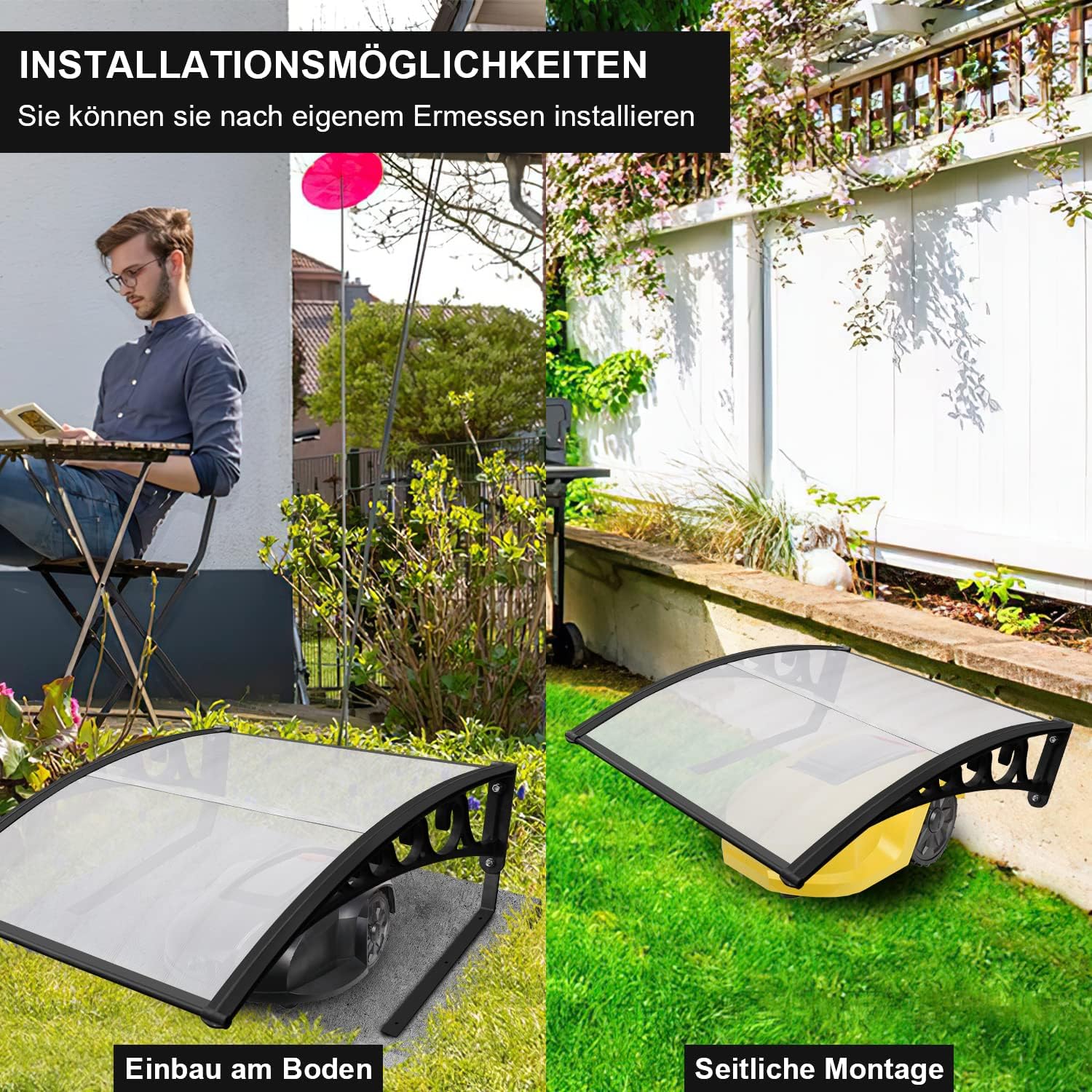 Detalle de Vigevee garagedak voor robotmaaier, transparant, 106 x 87 x 50 cm, UV-bestendig