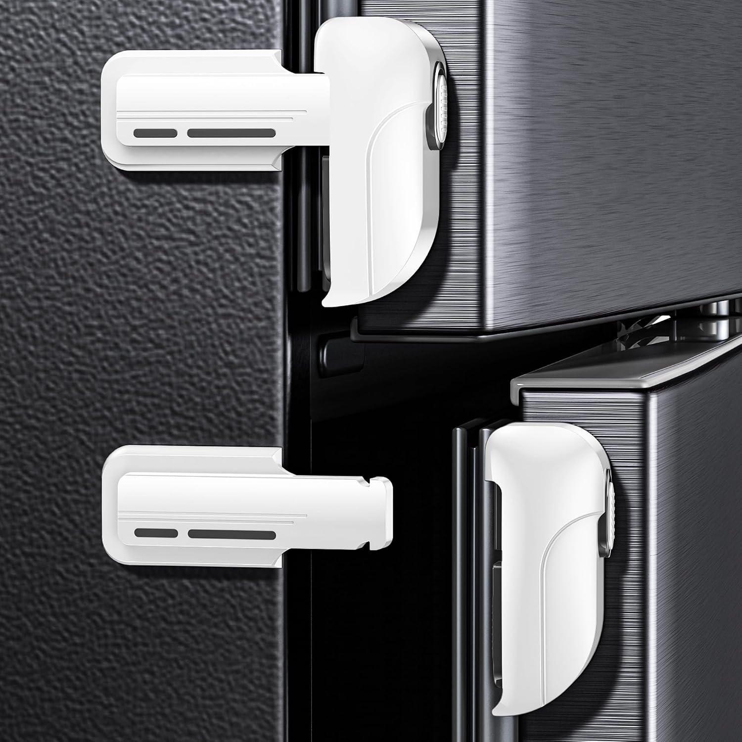 Detalle de 2 Pack Fridge Locks (White) – child-proof refrigerator door locks with one-handed release