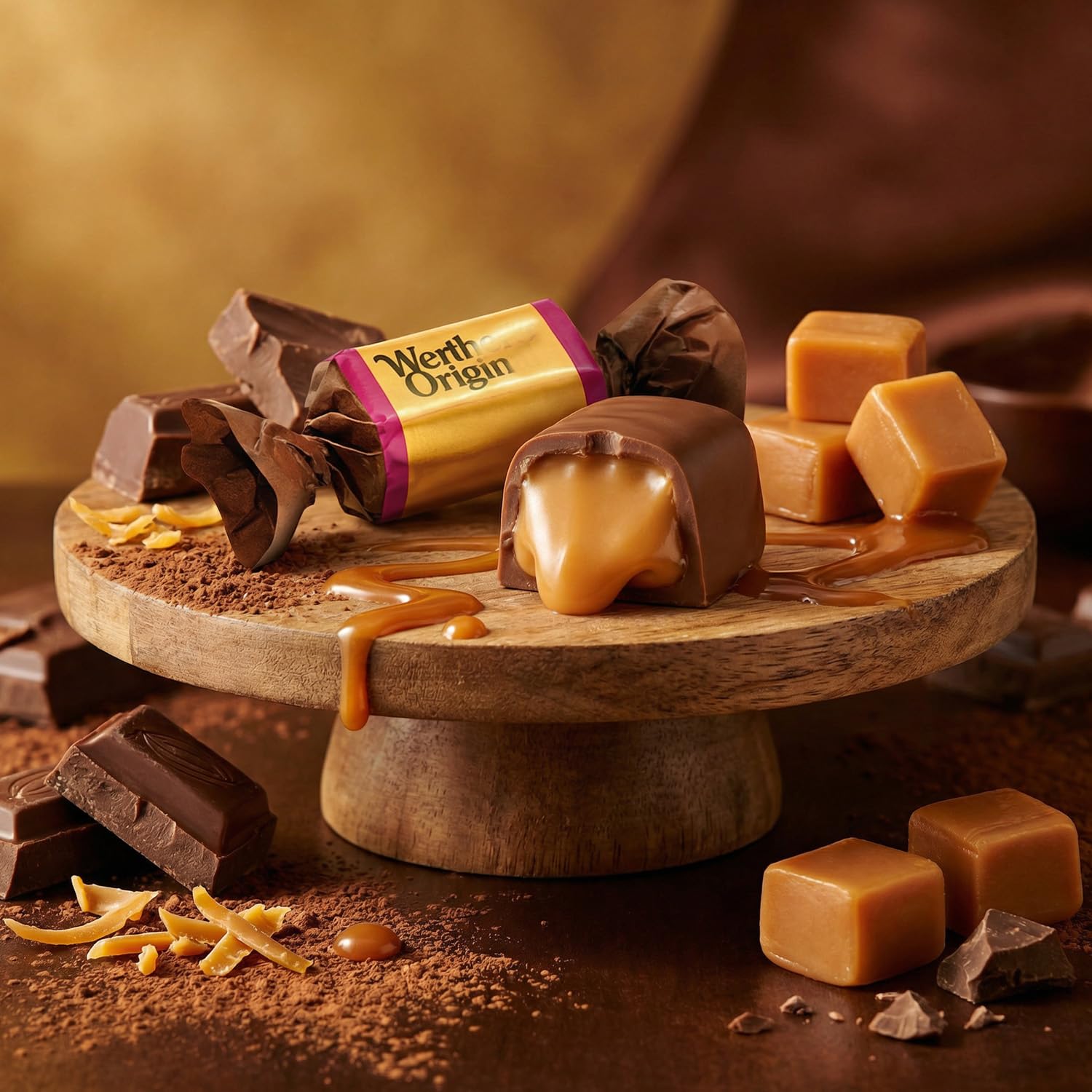 Detalle de GEEOOLLAH Chocolate Covered Caramels, 1 lb Bag, Approx. 50 Pieces