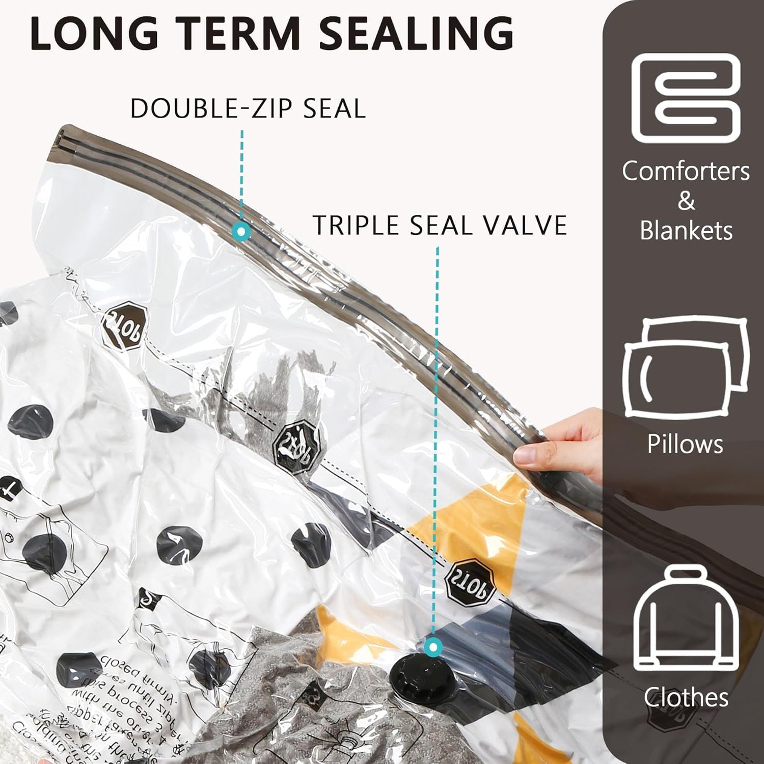 Thumbnail 2 de Vacuum Storage Bags 8 Large with Hand Pump – Space Saver for Clothes, Bedding and More