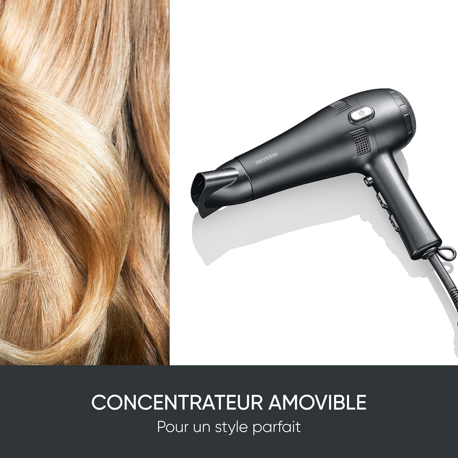 Detalle de Sèche-cheveux Severin HT 0165 avec câble rétractable et accessoires amovibles