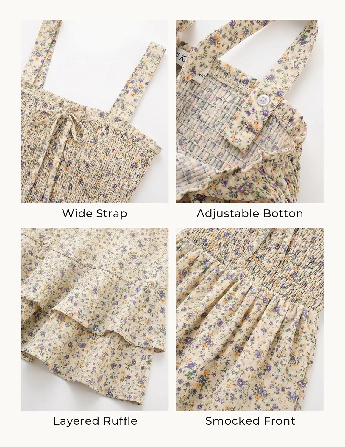 Detalle 2 de GRACE KARIN Women's 2026 Summer Floral Boho Dress: Square Neck, Strapped Maxi for Beach to Party