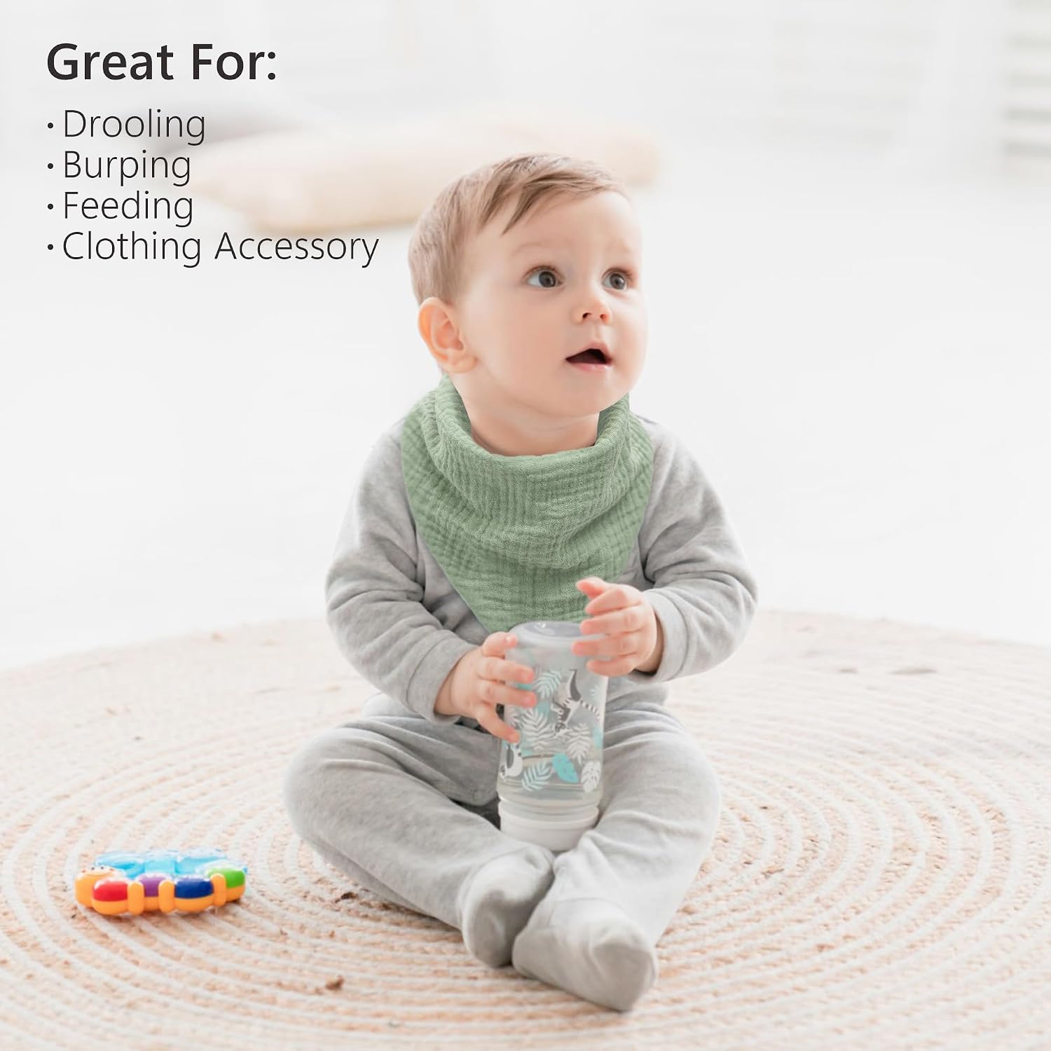 Detalle 2 de Bearmoss Muslin Baby Dribble Bibs 8 Pack