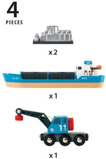 Detalle 1 de BRIO 33534 containerschip met kraanwagen en magnetische ladingen