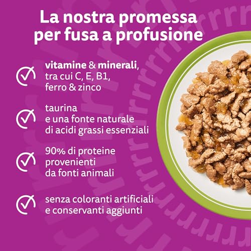 Detalle 2 de Whiskas Cibo Umido per Gatti Adulti in Gelatina – Selezione Assortita, 84 Bustine da 85 g (Totale 7.140 g)