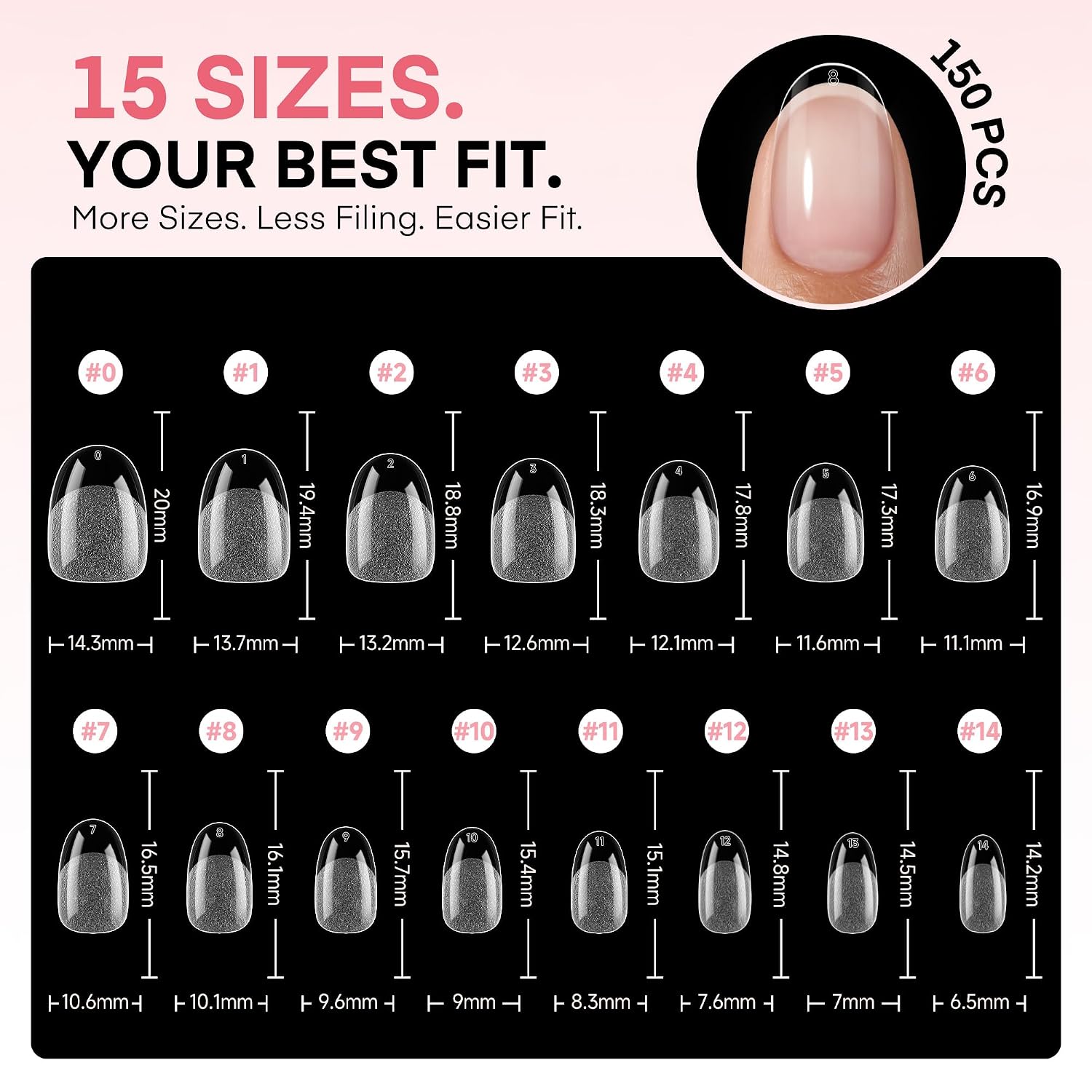Thumbnail 6 de UNA GELLA Short Oval Nail Tips, 150-Piece Set