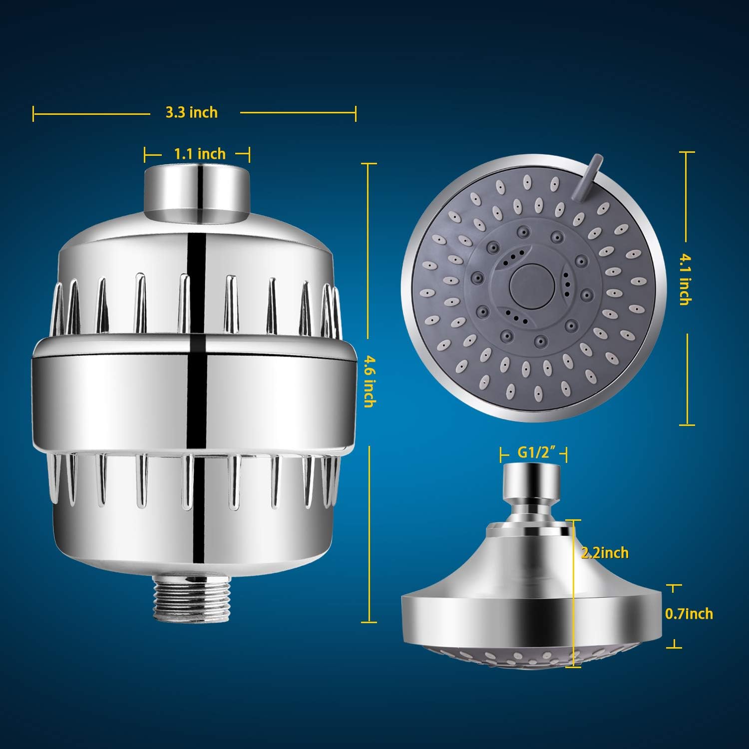 Detalle 1 de FEELSO Filtered Shower Head, 5 Spray Modes