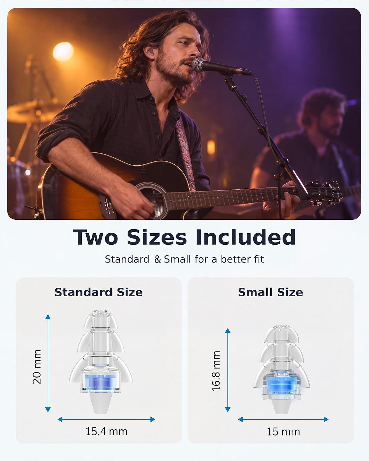 Detalle de Eargrace Bouchon Oreille Concert – 2 paires réutilisables avec réduction de bruit 23 dB pour Musiciens, DJ, Festivals et événements bruyants