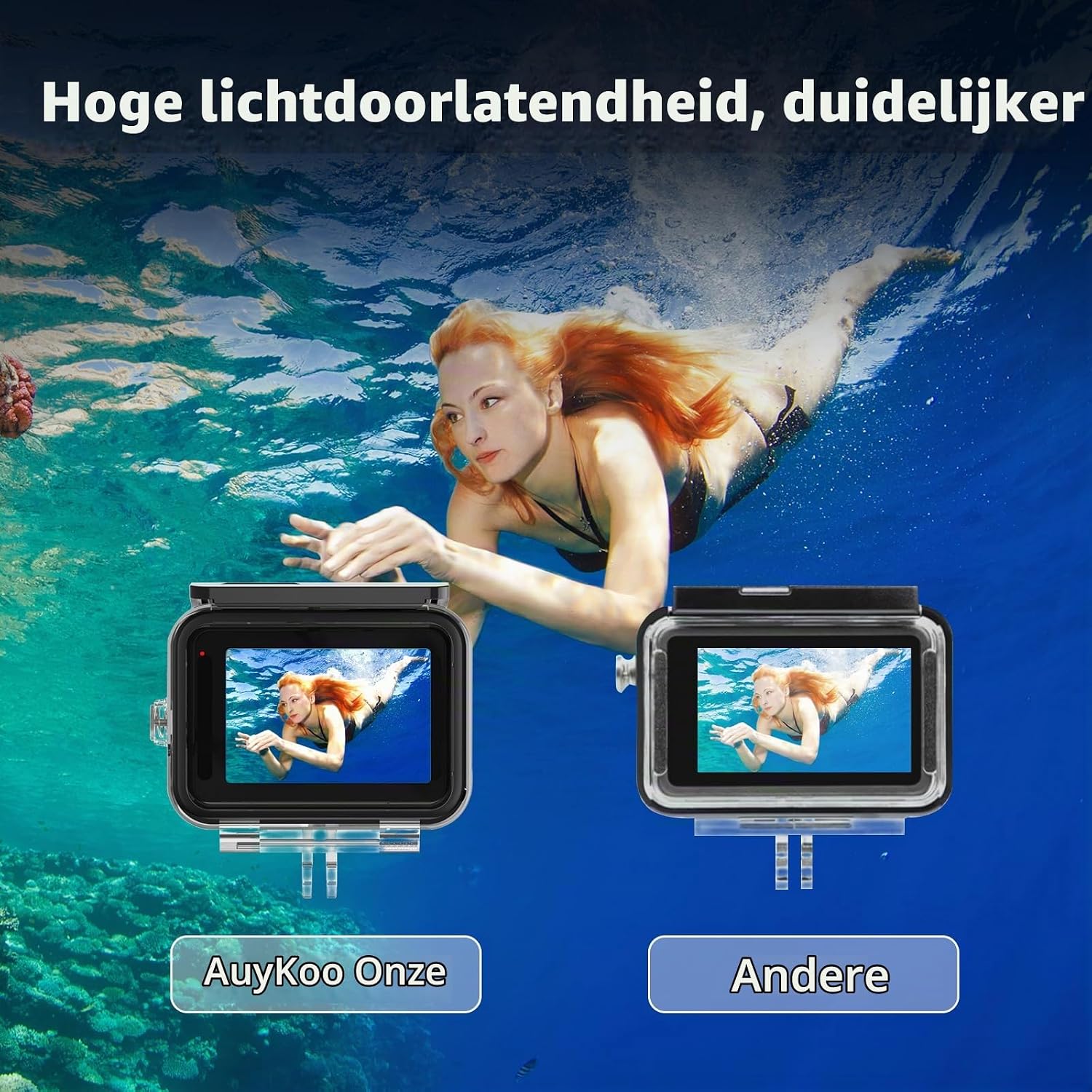 Detalle 1 de AuyKoo 60M duikbehuizing voor GoPro HERO Black met 3 filters
