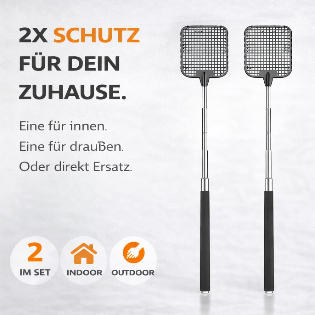 Thumbnail 4 de 2er-Set XXL Insektenklatsche (75 cm) – ausziehbare Teleskop-Fliegenklatsche gegen Fliegen, Mücken & Wespen