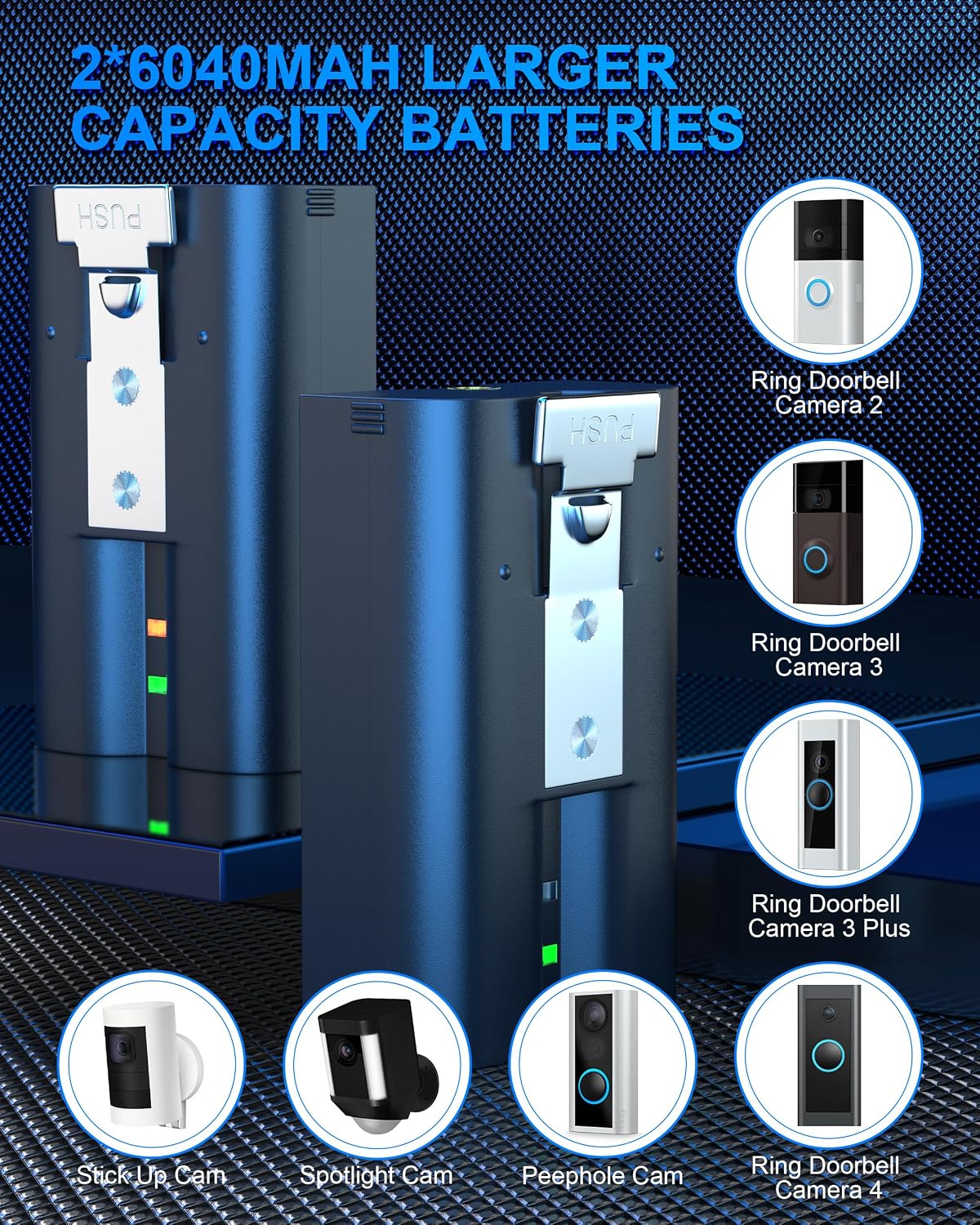 Thumbnail 1 de Loqdivr 2 Batteries and Digital Charging Station for Video Doorbell 2/3/4, Video Doorbell 3 Plus and Battery Cameras