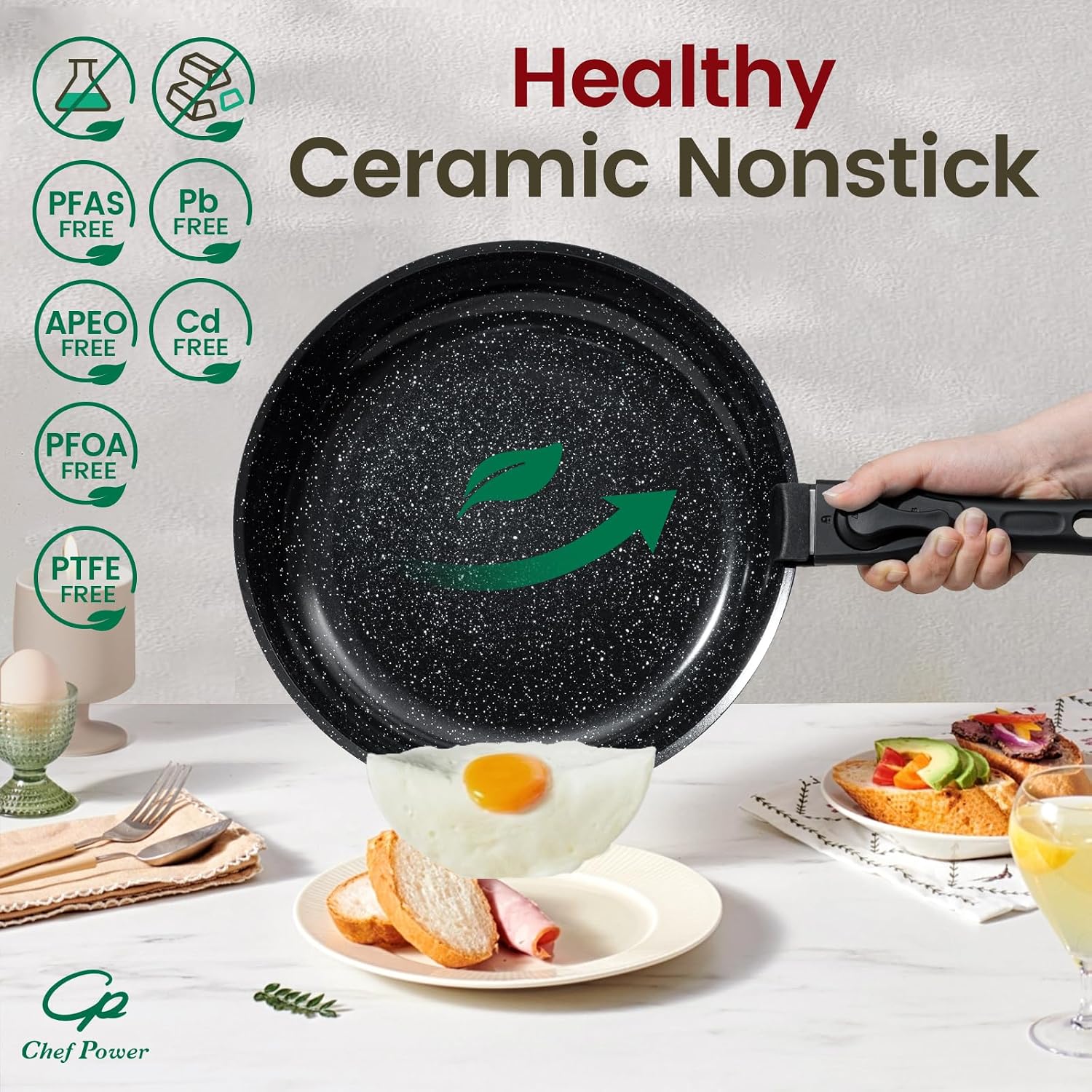 Detalle 2 de Chef Power Ceramic Nonstick 19-Piece Cookware Set