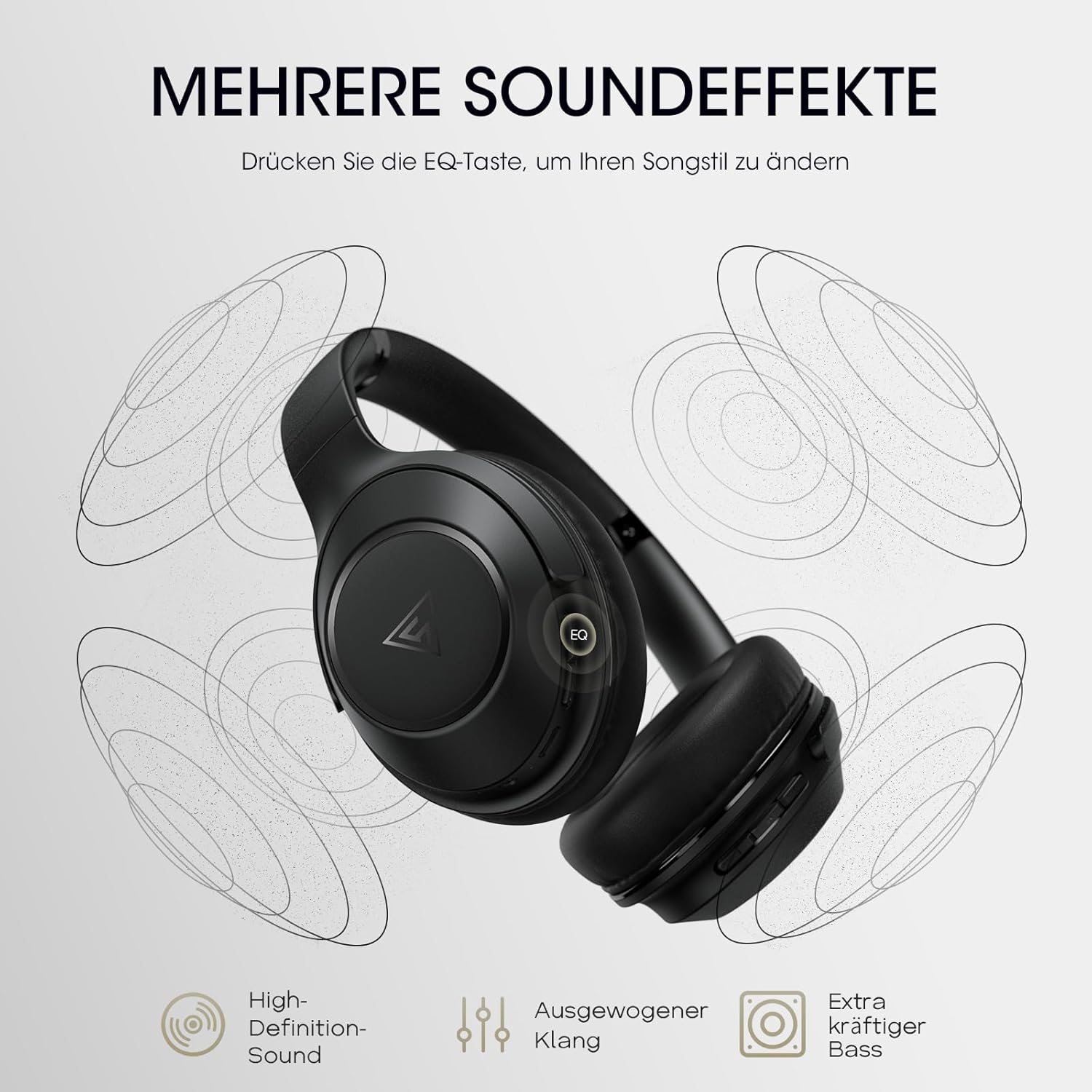 Detalle de DOQAUS LIFE5 Bluetooth-Kopfhörer Over Ear (70 Std.), 3 EQ-Modi, faltbar mit Kabel und ENC-Mikrofon