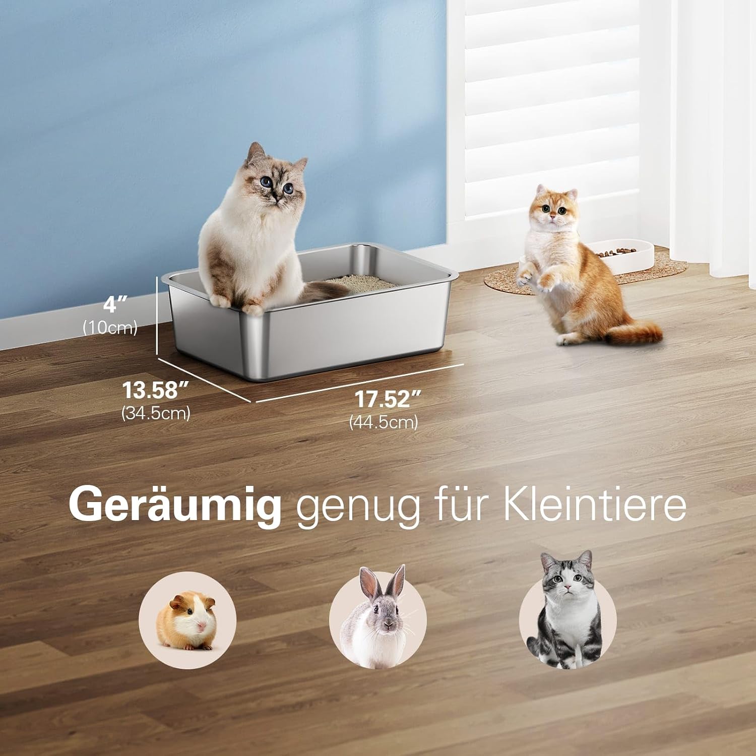 Thumbnail 6 de Barhon Edelstahl Katzenklo 45 × 35 × 10 cm – robust, hygienisch und vielseitig
