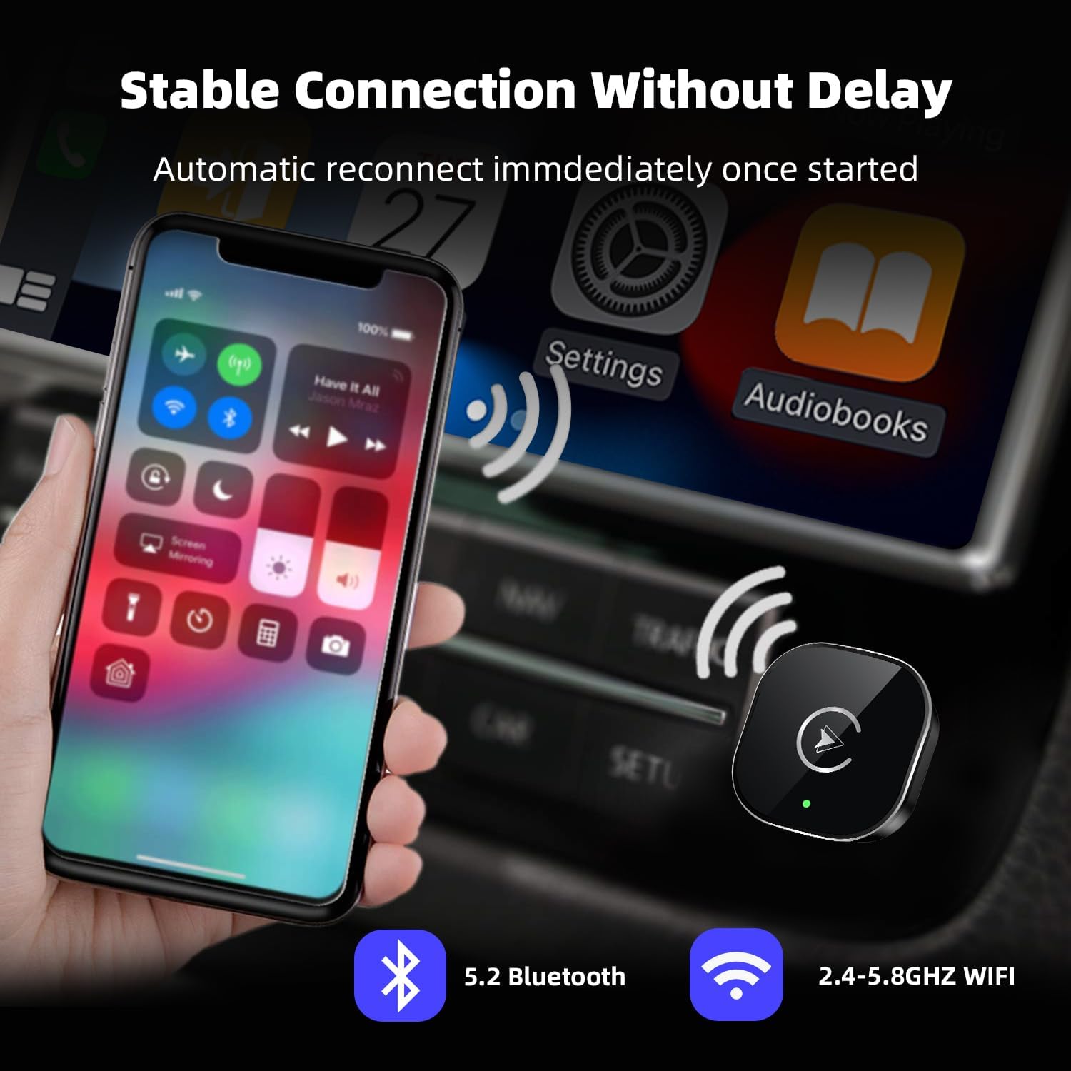 Detalle de 2026 Wireless CarPlay Adapter USB, 5.8GHz car accessory