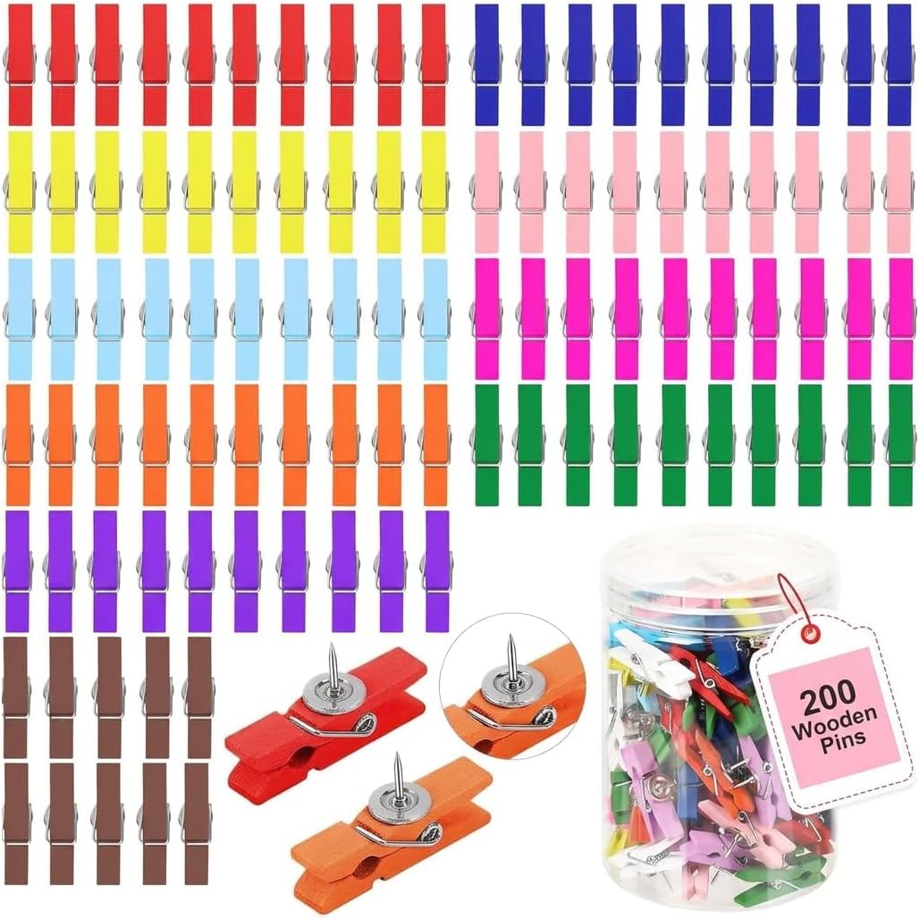 Detalle de Quafochi Wooden Push Pins, 200-Piece Set