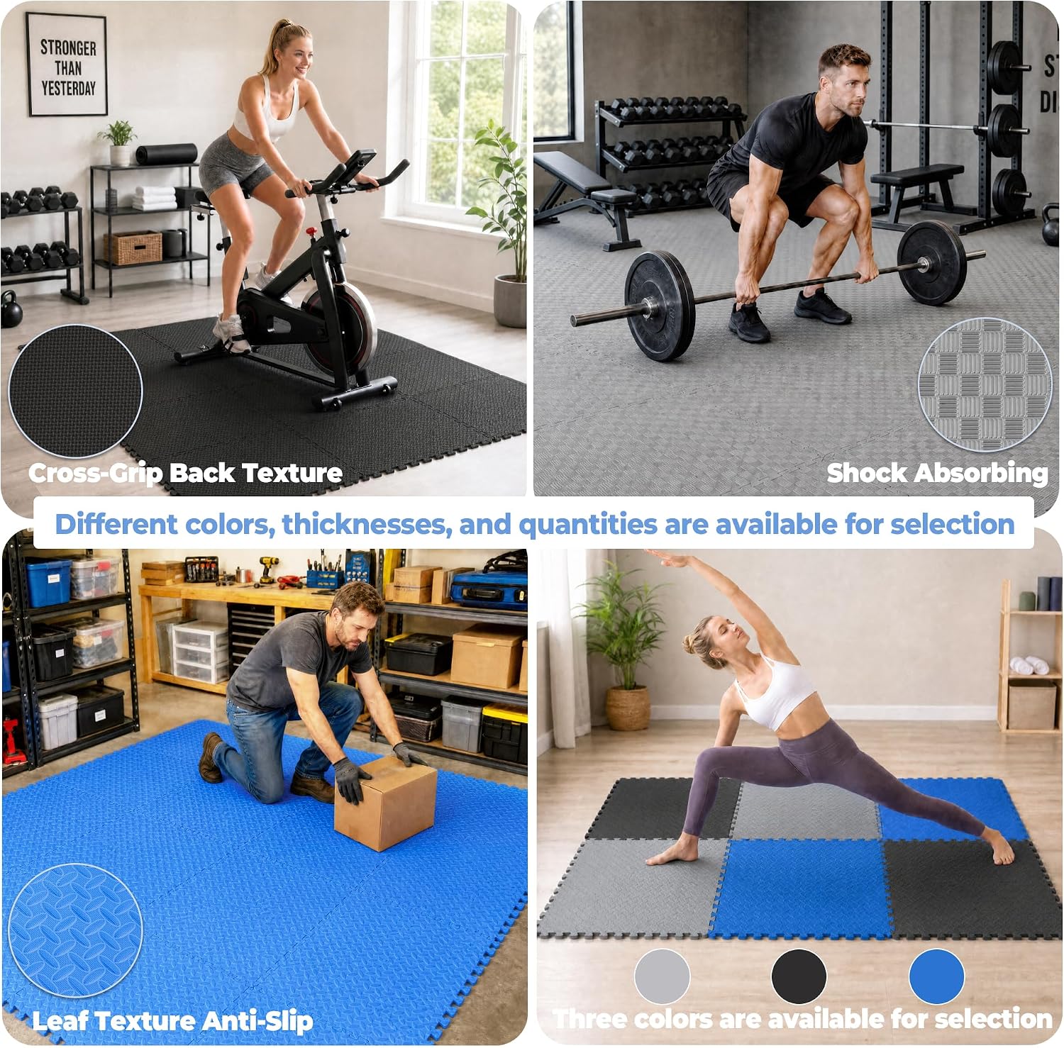 Thumbnail 6 de HULKFIT Puzzle Exercise Mat, 1-Inch EVA Interlocking Tiles, 18-Piece Set