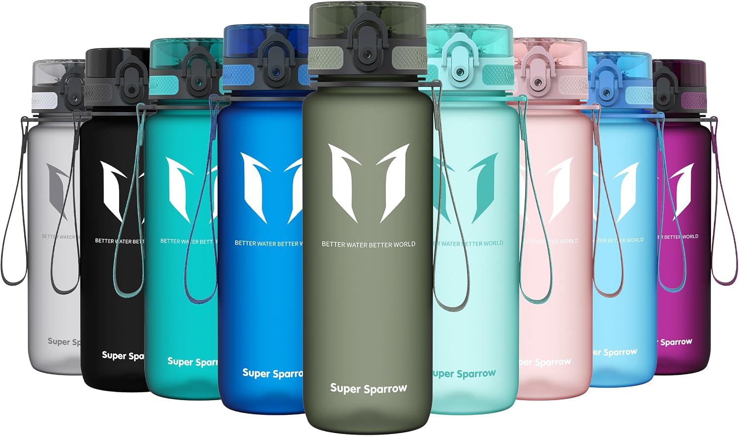 Detalle de Super Sparrow borraccia sportiva e bottiglia bambini senza perdite in Tritan BPA-free, 350 ml–1,5 L