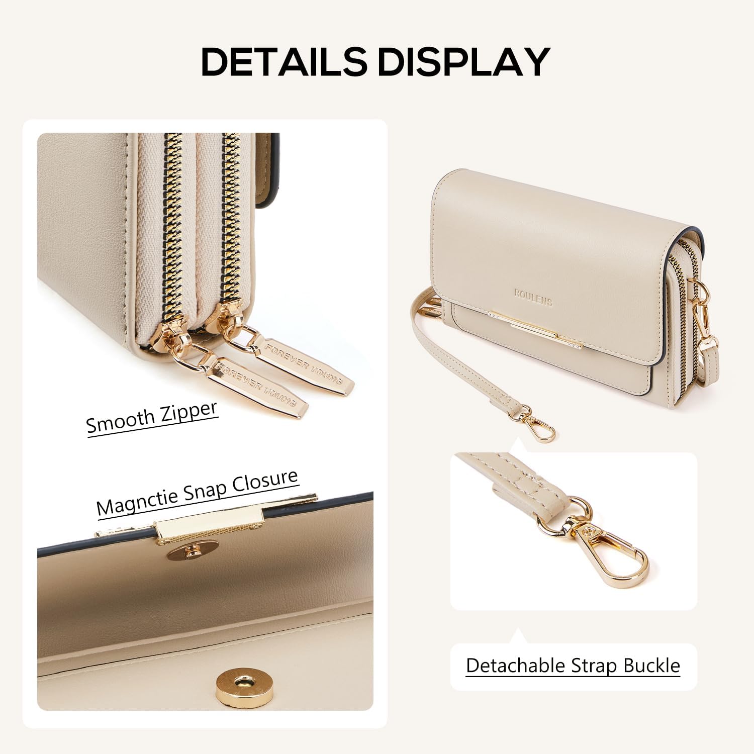 Detalle de Roulens Borse a Tracolla da Donna: Borsa Piccola in PU con 2 Scomparti e Slot per Carte