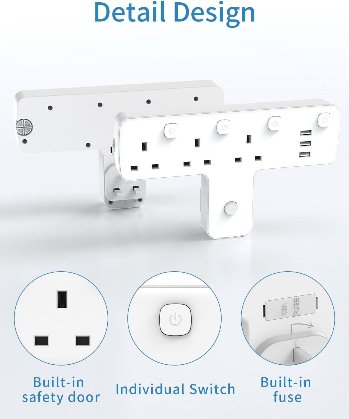 Thumbnail 5 de Mscien 3 Way Extension Plug with USBs