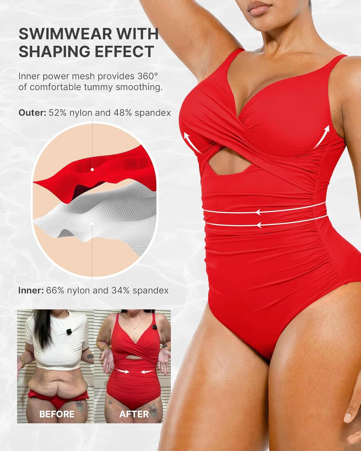 Thumbnail 4 de SHAPELLX Tummy Control V-Neck One-Piece Swimsuit with Ruched Detail