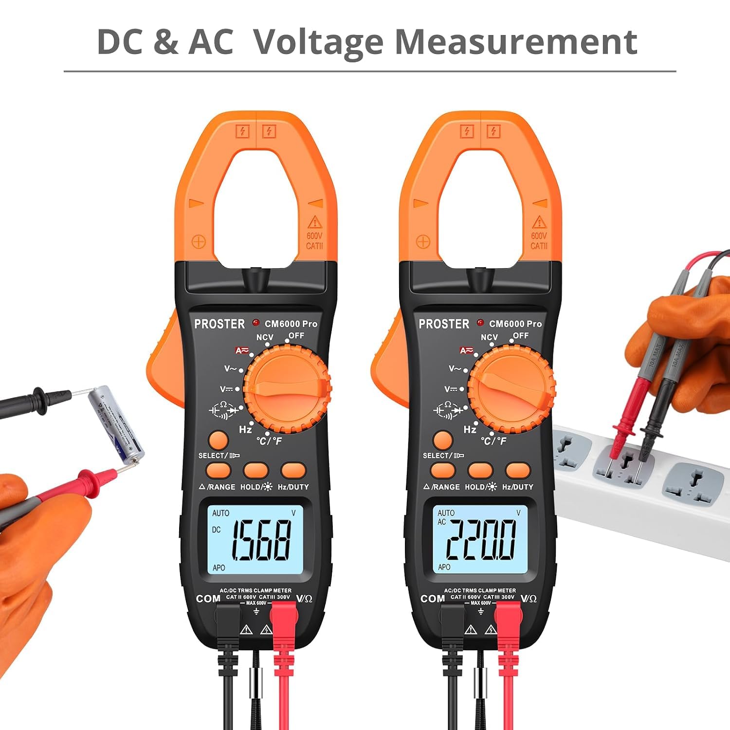 Detalle 1 de Proster PDM-6000NCV Clamp Meter, 800A AC/DC, TRMS and NCV