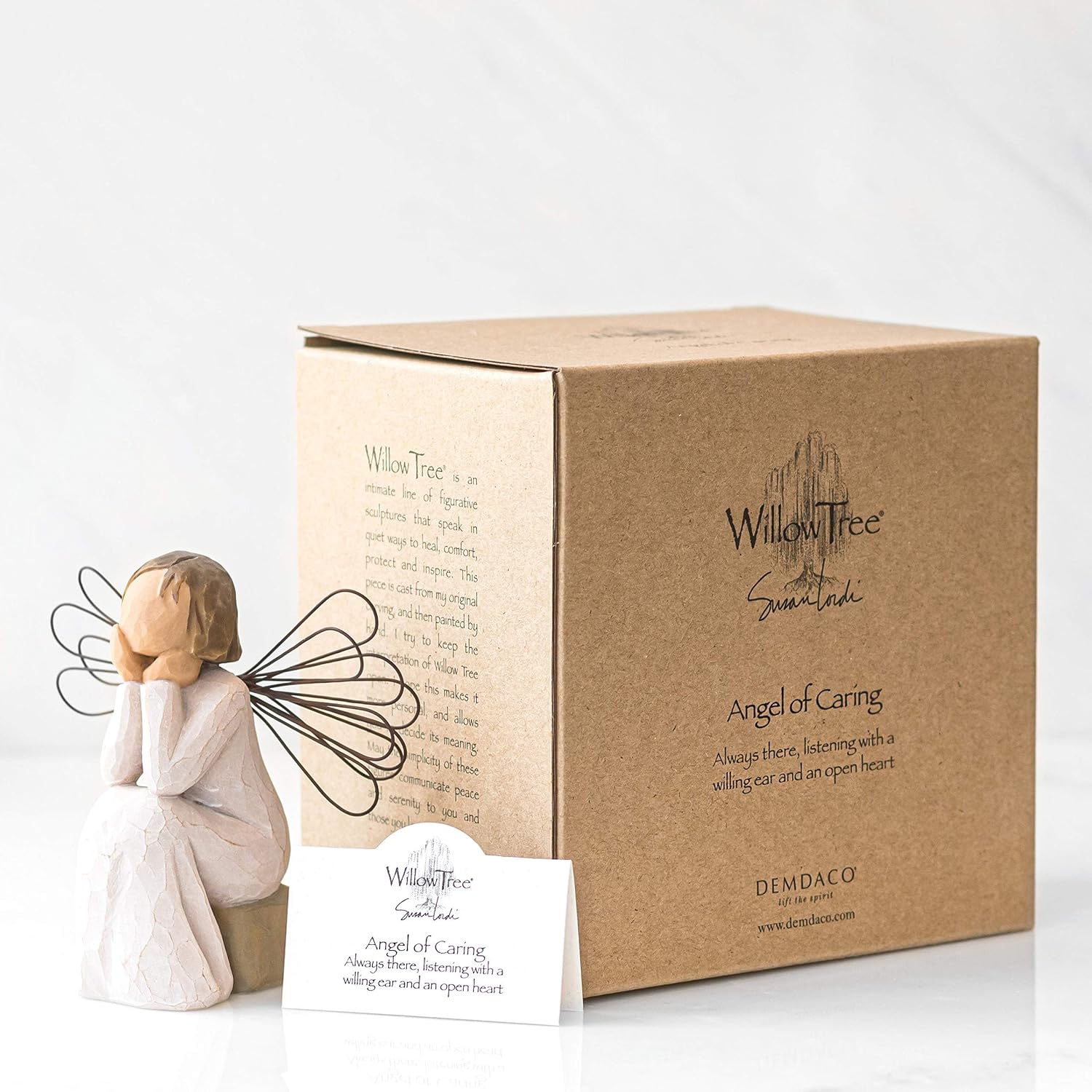 Detalle de Enesco 26079 Ange de la Tendresse – ange en résine sculpté, livré en coffret cadeau