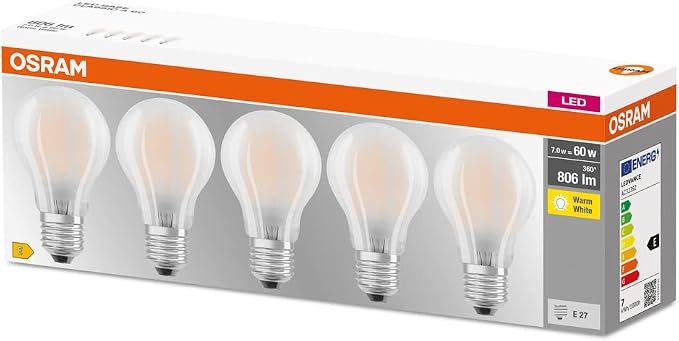 Detalle de Osram Bombilla LED Classic A E27 7W Blanco Cálido 2700K