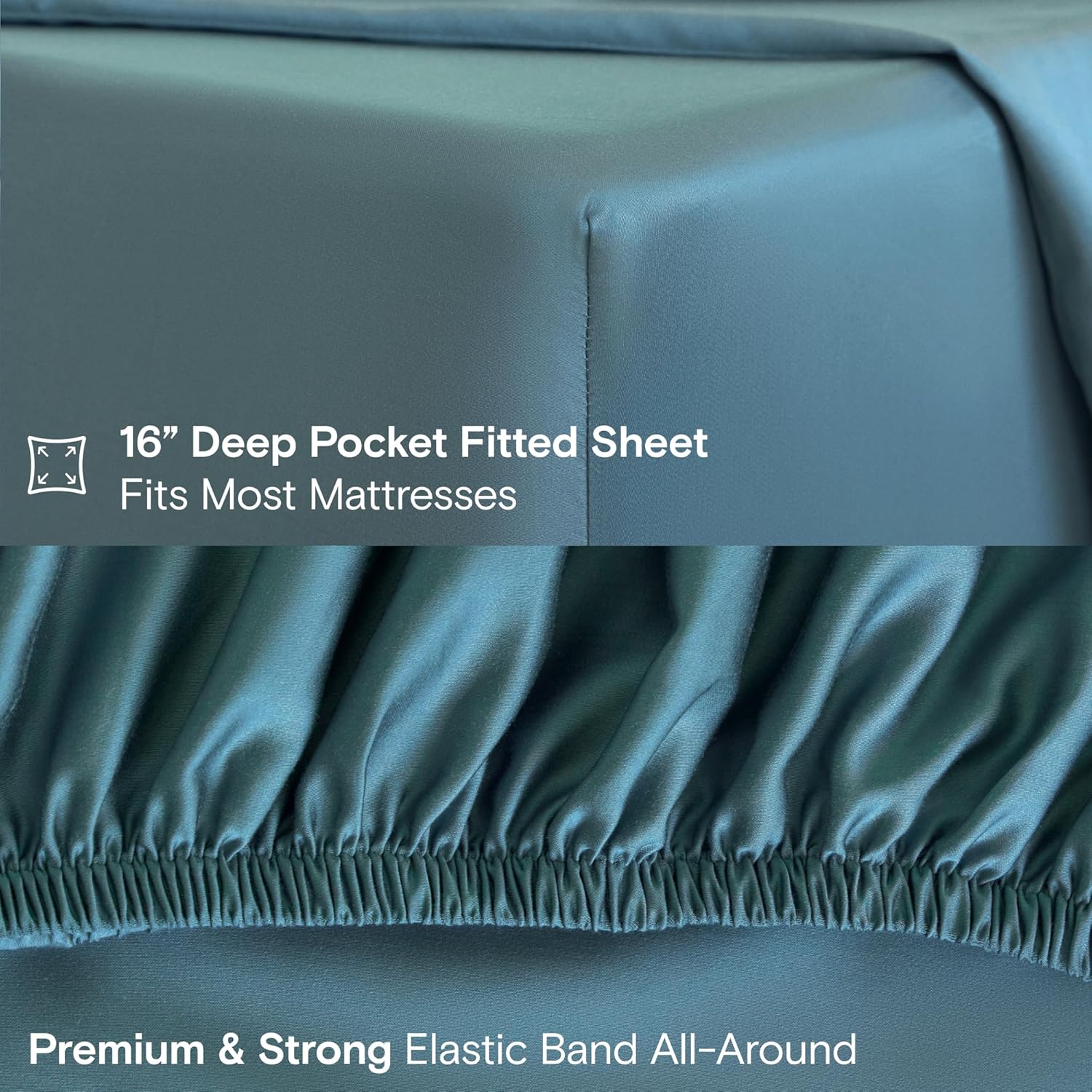 Thumbnail 4 de DOZ Sheet Set by SIJO: 100% Viscose from Bamboo, Teal Queen