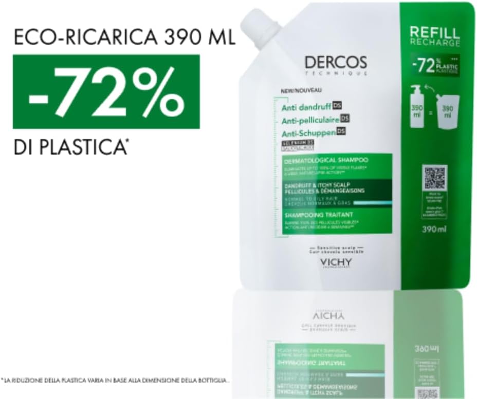 Thumbnail 6 de Vichy Dercos Eco-Ricarica Shampoo Anti-Forfora DS per Capelli da Normali a Grassi (390 ml)