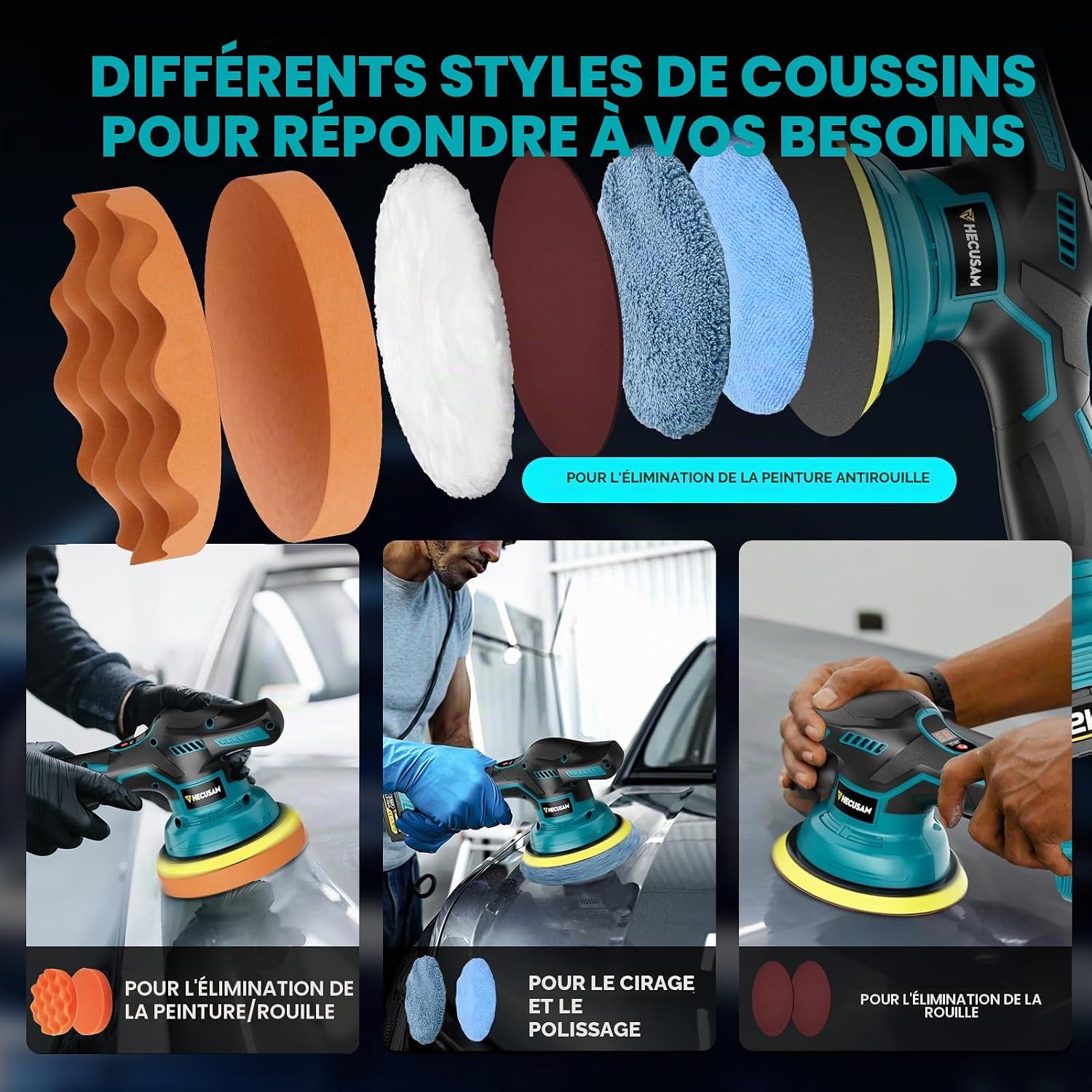 Thumbnail 6 de Polisseuse Voiture Sans Fil 21V with Écran LCD et 26 Accessoires – Performance et Polyvalence