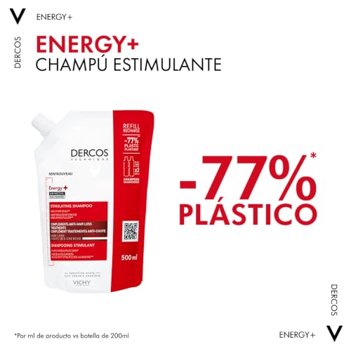 Detalle 2 de Vichy Dercos Energy+ Champú estimulante anti-caída con Aminexil – 500 ml (envase sostenible)