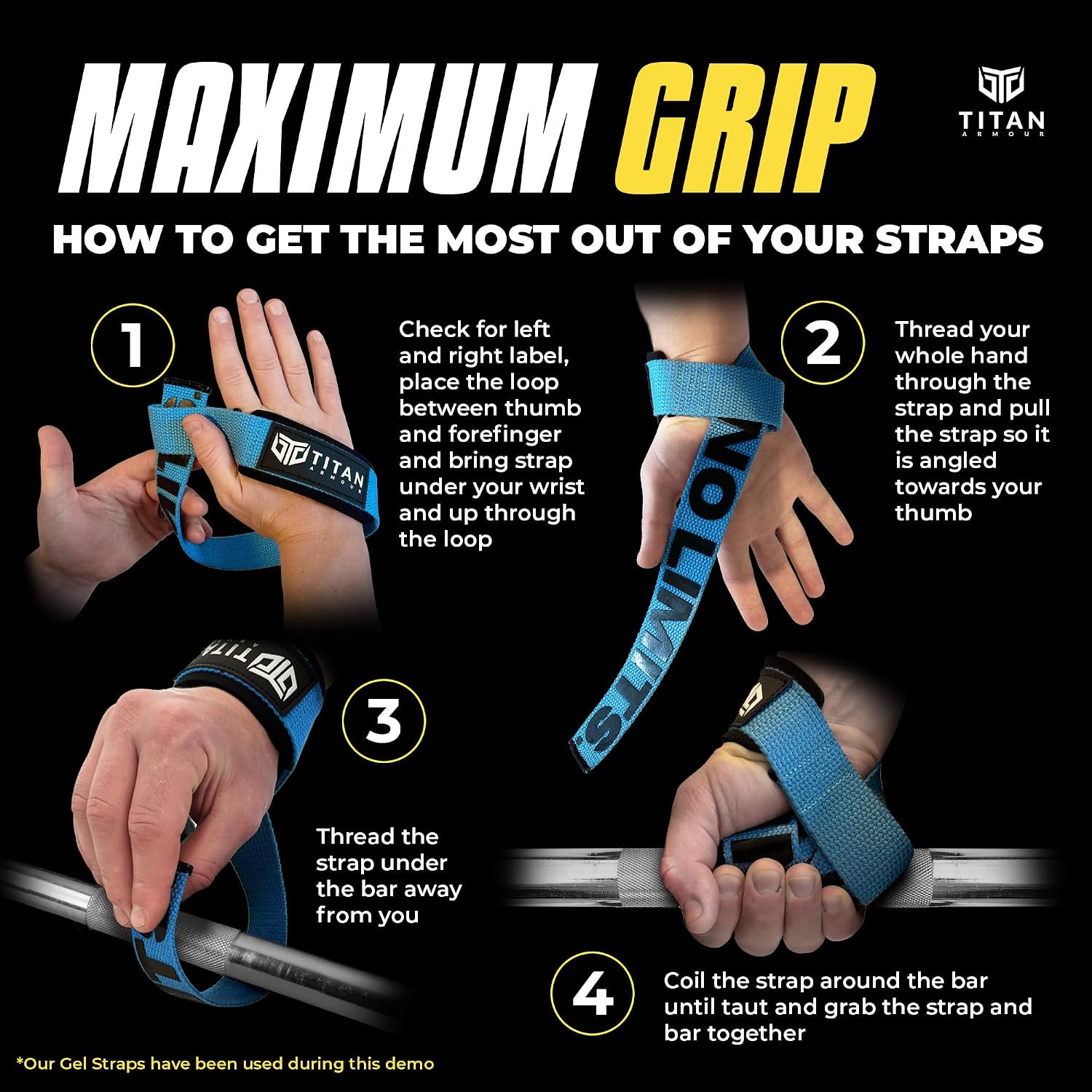 Thumbnail 6 de Titan Armour Weight Lifting Straps 21 inch