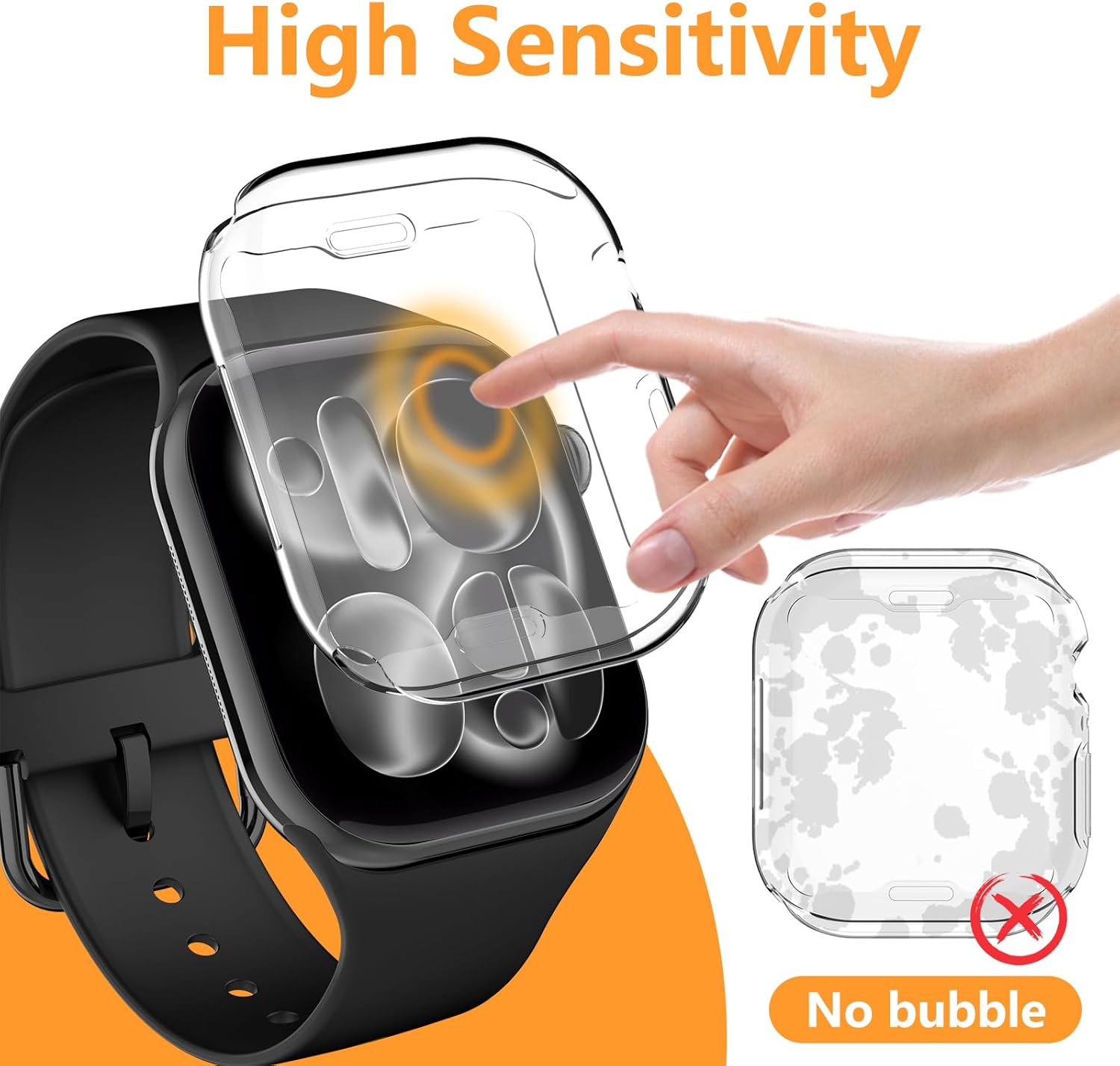 Thumbnail 4 de Hianjoo 2-Pack TPU screen protectors for Apple Watch Series 11/10 (42mm) with clear/rose pink bumper case