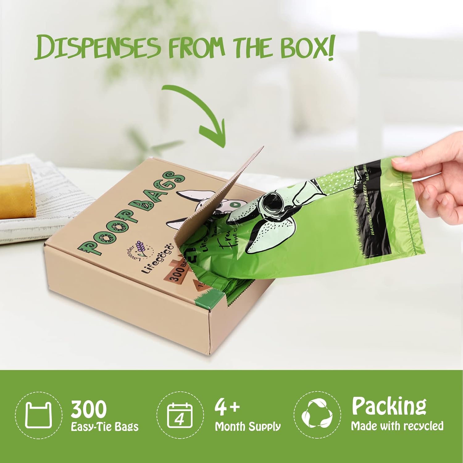 Detalle 2 de Dog Poo Bags with Tie Handles 300-Pack