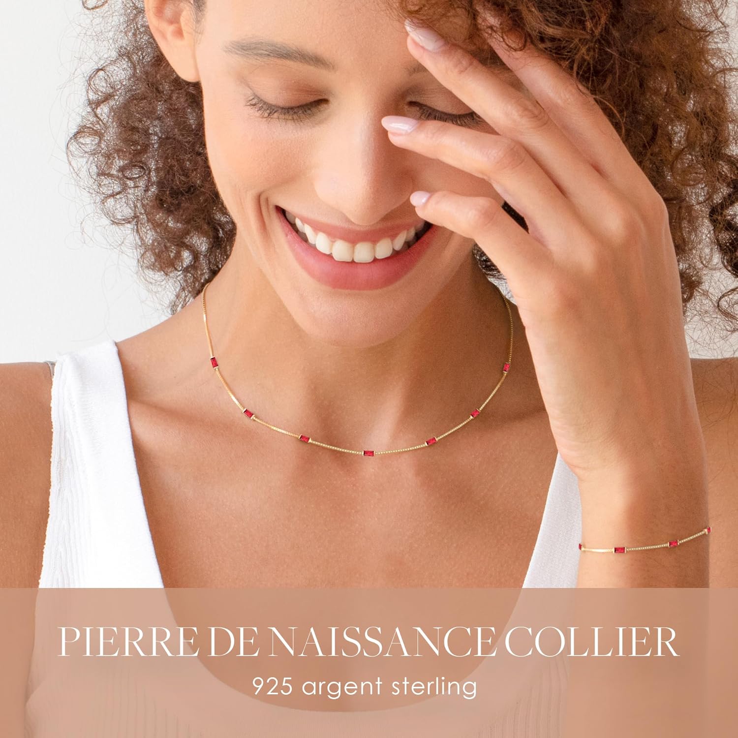 Thumbnail 1 de LOUISA SECRET Collier femme 925 argent sterling et finitions plaqué or avec 12 pierres multicolores